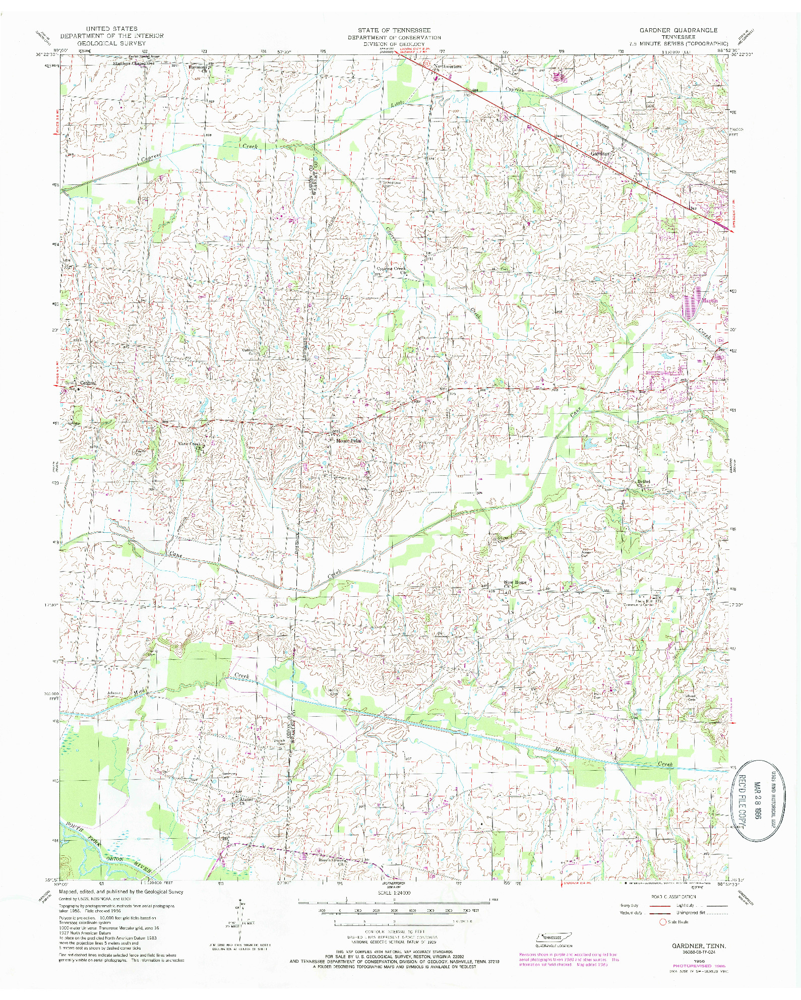 USGS 1:24000-SCALE QUADRANGLE FOR GARDNER, TN 1956