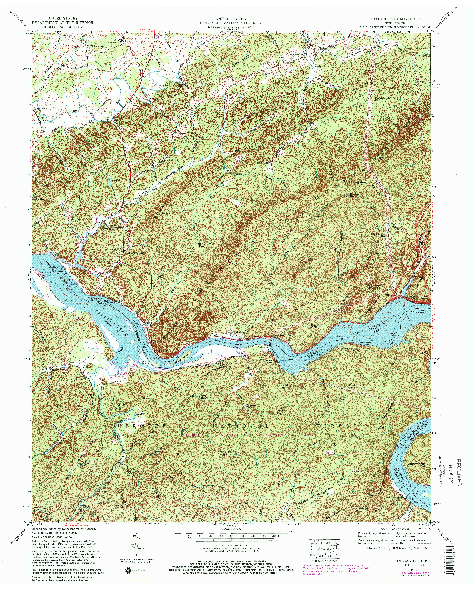 USGS 1:24000-SCALE QUADRANGLE FOR TALLASSEE, TN 1966