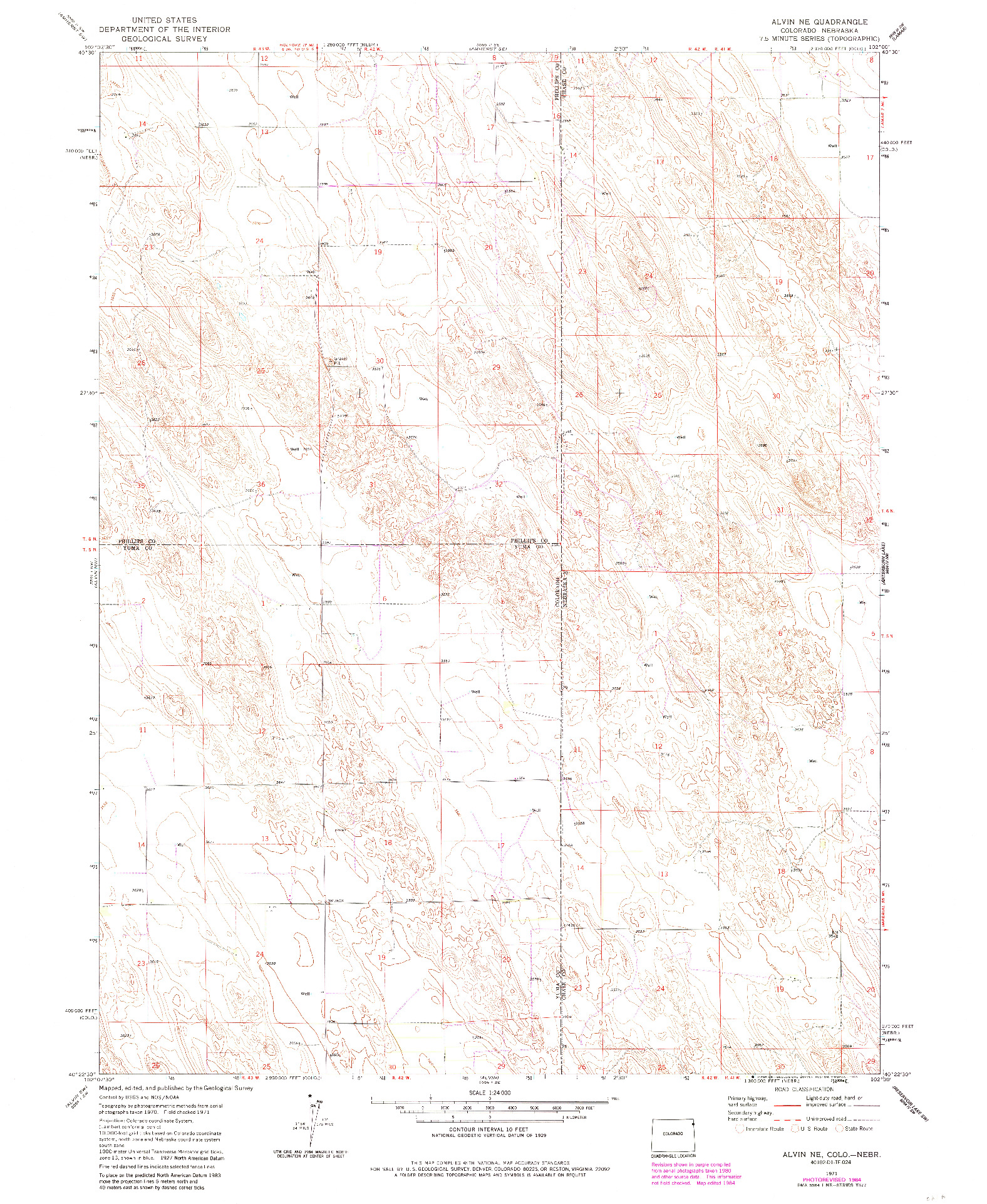 USGS 1:24000-SCALE QUADRANGLE FOR ALVIN NE, CO 1971