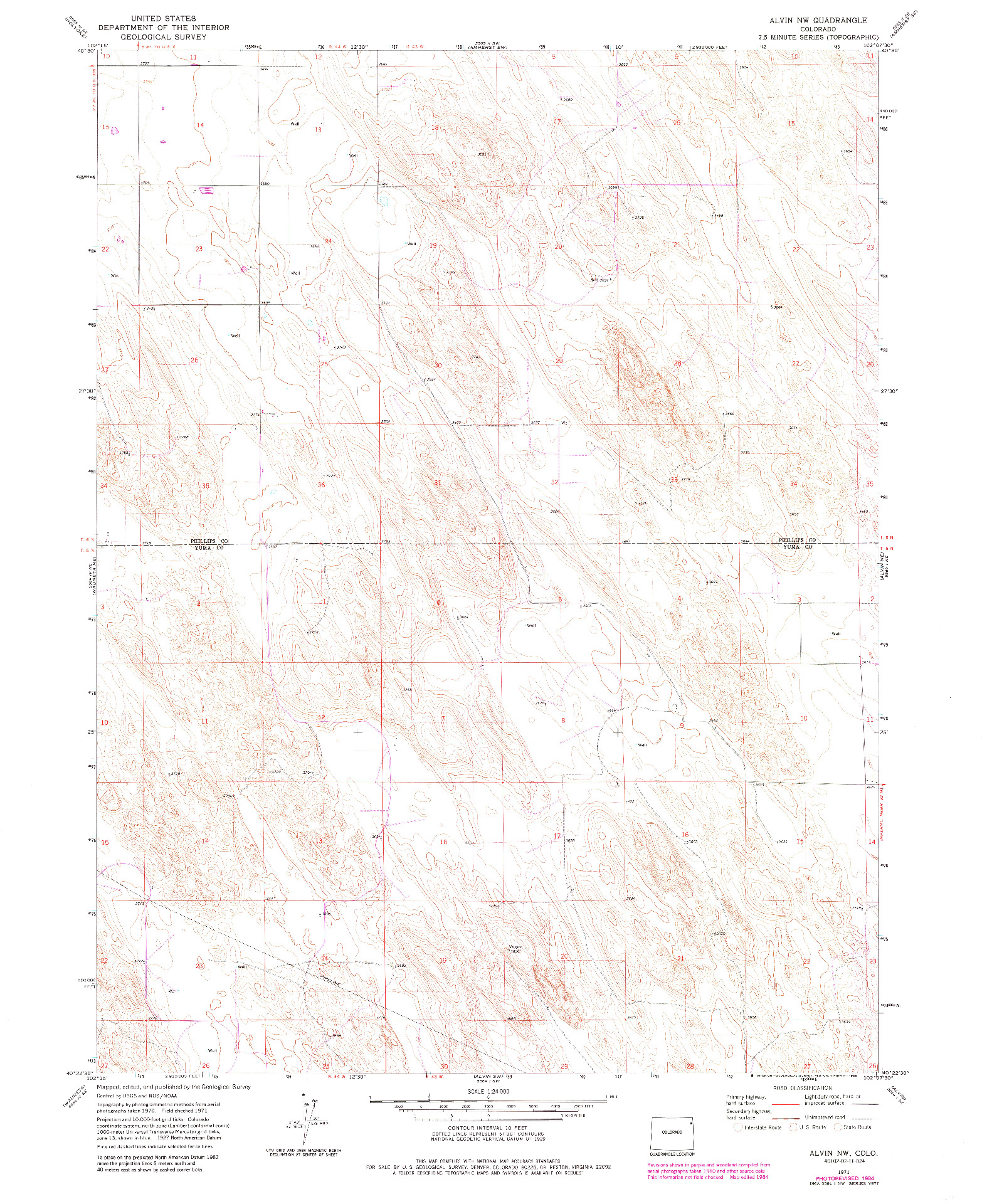 USGS 1:24000-SCALE QUADRANGLE FOR ALVIN NW, CO 1971