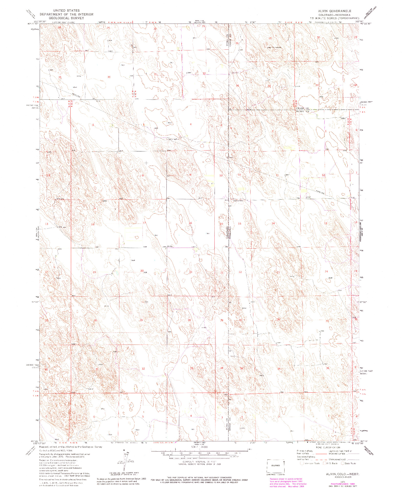 USGS 1:24000-SCALE QUADRANGLE FOR ALVIN, CO 1971