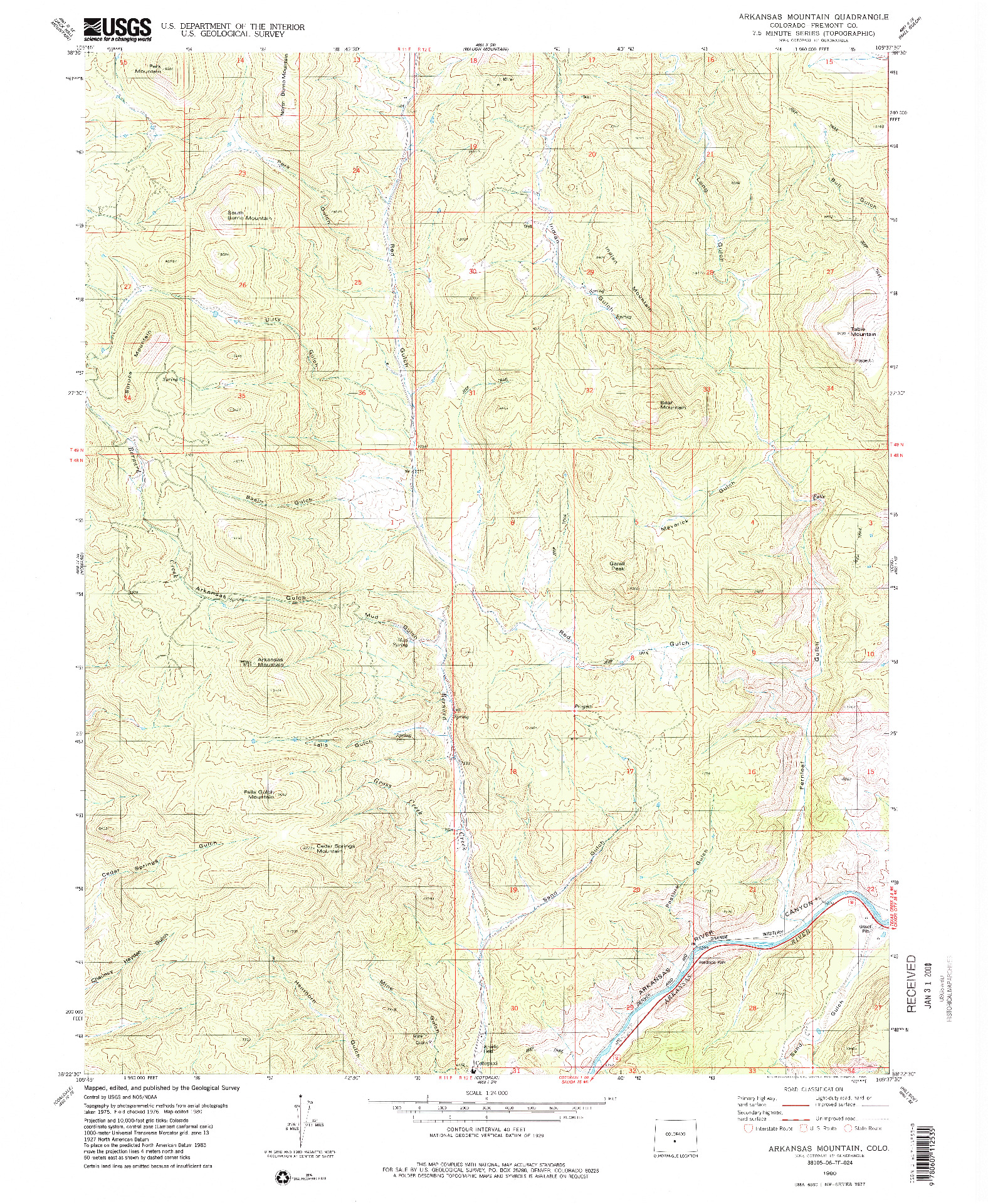 USGS 1:24000-SCALE QUADRANGLE FOR ARKANSAS MOUNTAIN, CO 1980