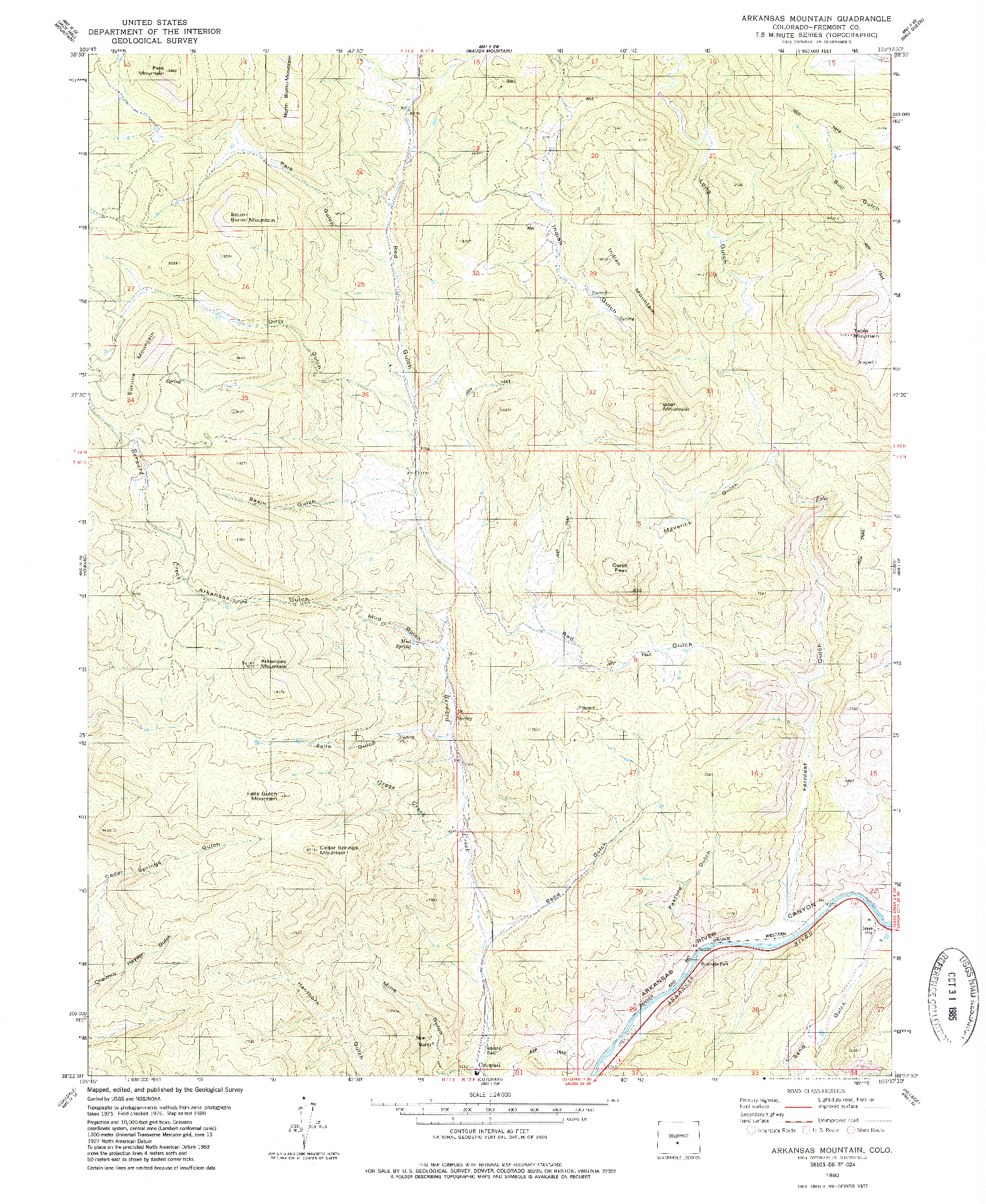 USGS 1:24000-SCALE QUADRANGLE FOR ARKANSAS MOUNTAIN, CO 1980