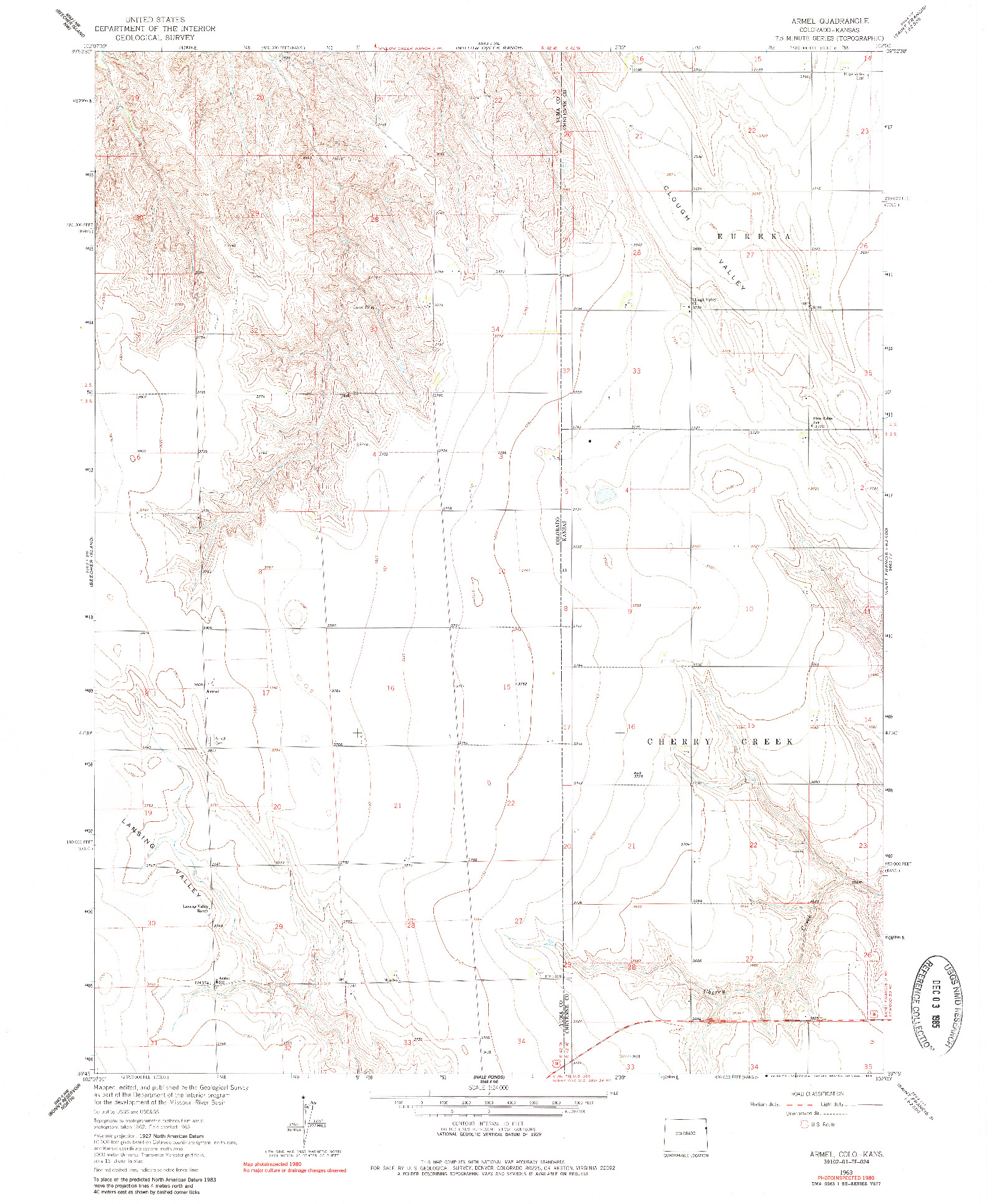 USGS 1:24000-SCALE QUADRANGLE FOR ARMEL, CO 1963