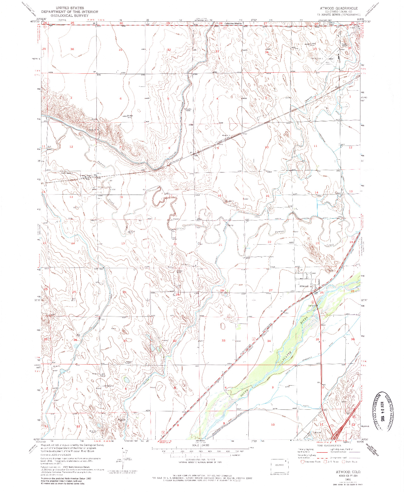 USGS 1:24000-SCALE QUADRANGLE FOR ATWOOD, CO 1951