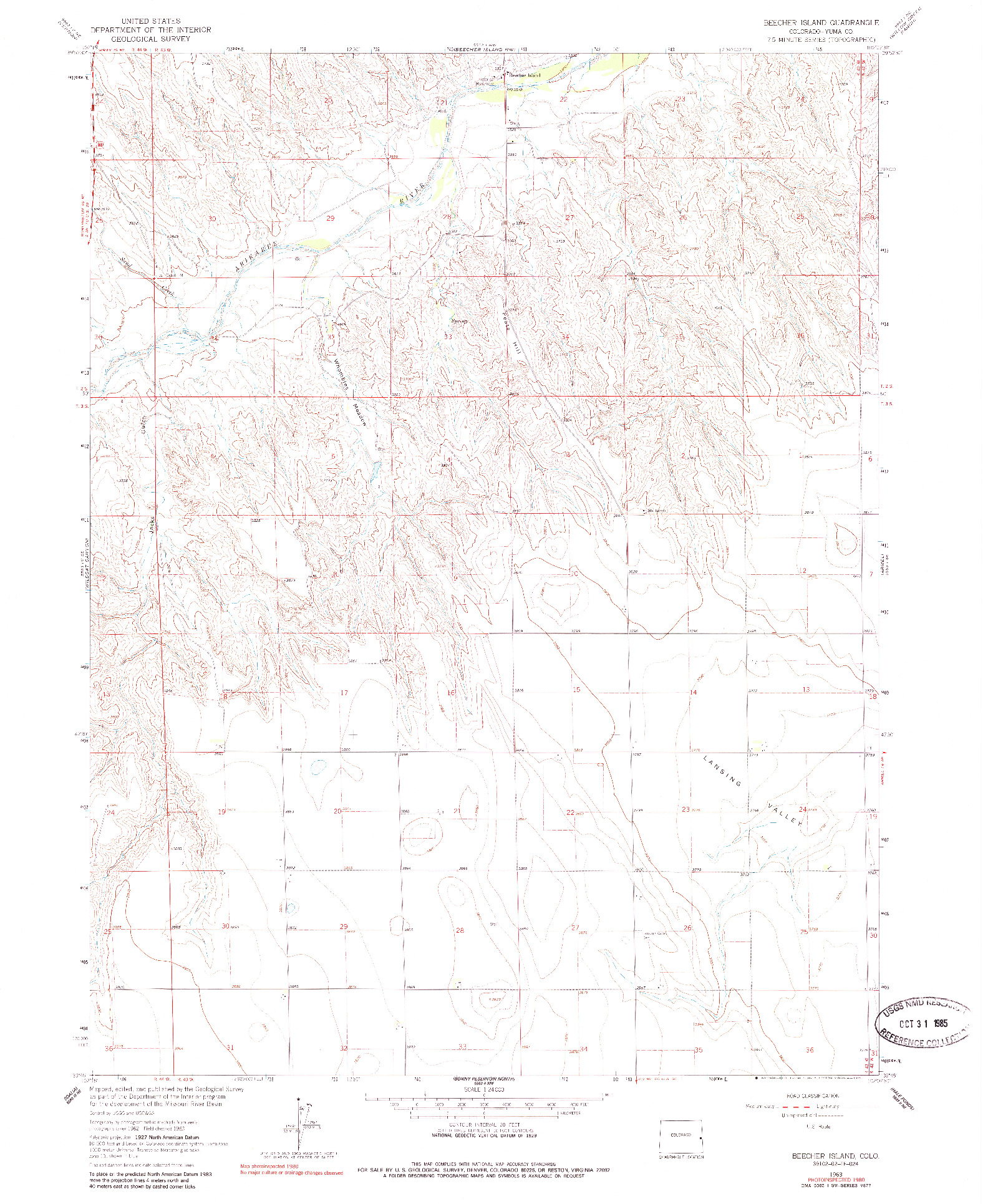 USGS 1:24000-SCALE QUADRANGLE FOR BEECHER ISLAND, CO 1963