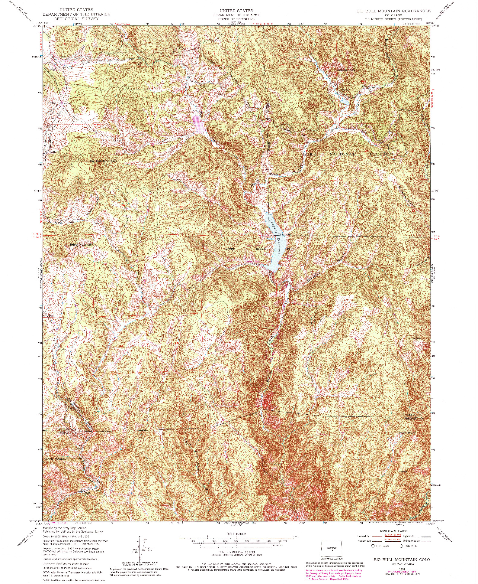 USGS 1:24000-SCALE QUADRANGLE FOR BIG BULL MOUNTAIN, CO 1951
