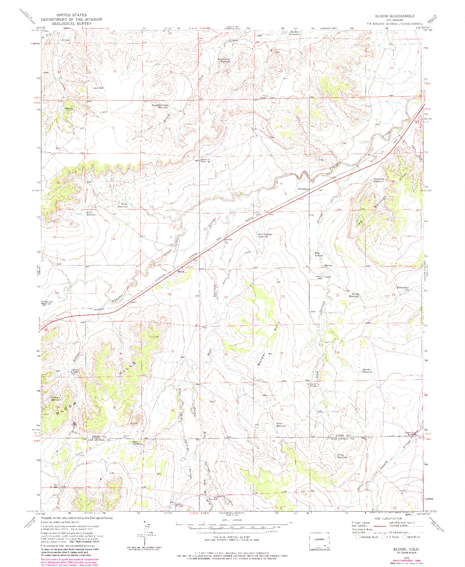USGS 1:24000-SCALE QUADRANGLE FOR BLOOM, CO 1972