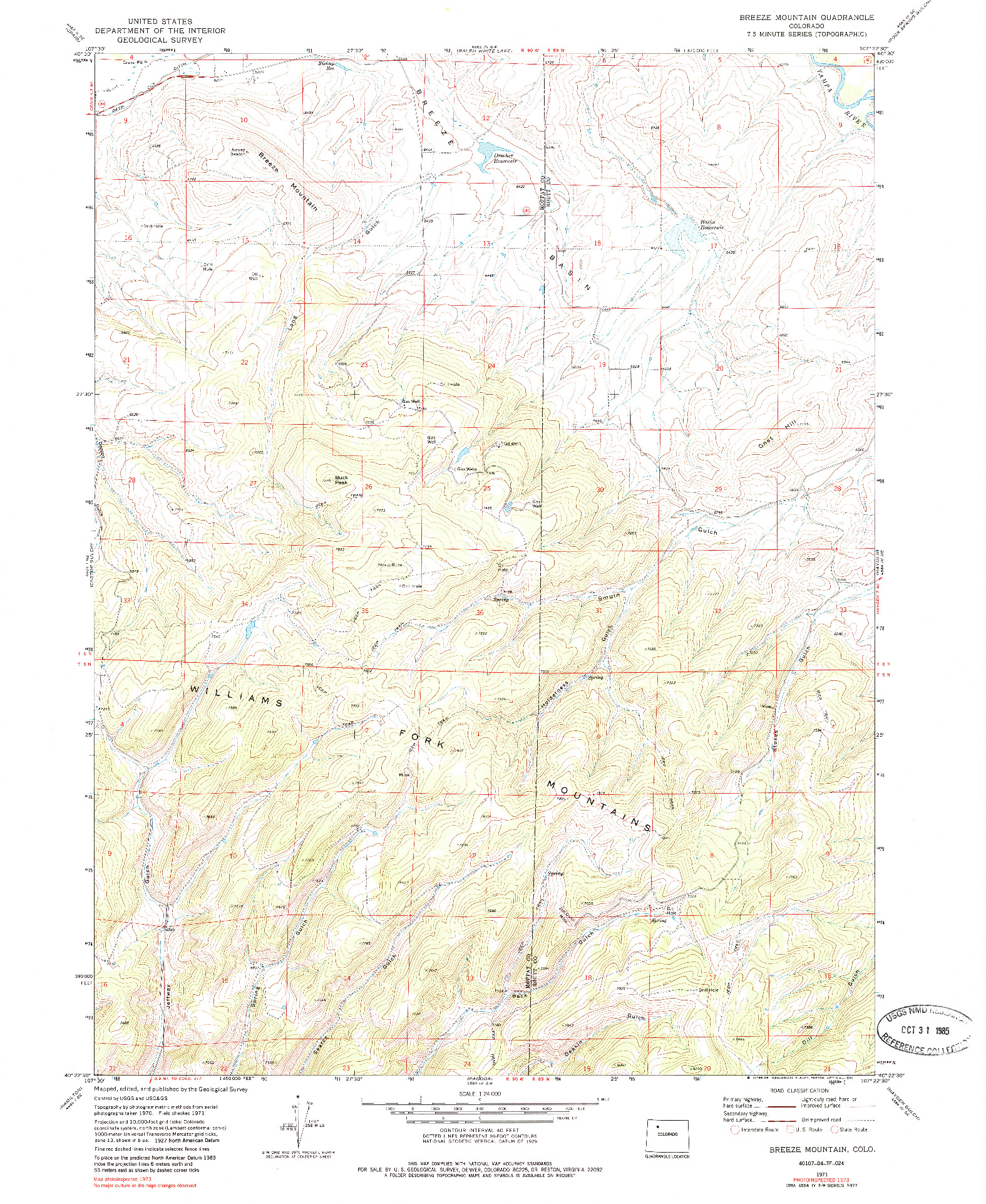 USGS 1:24000-SCALE QUADRANGLE FOR BREEZE MOUNTAIN, CO 1971