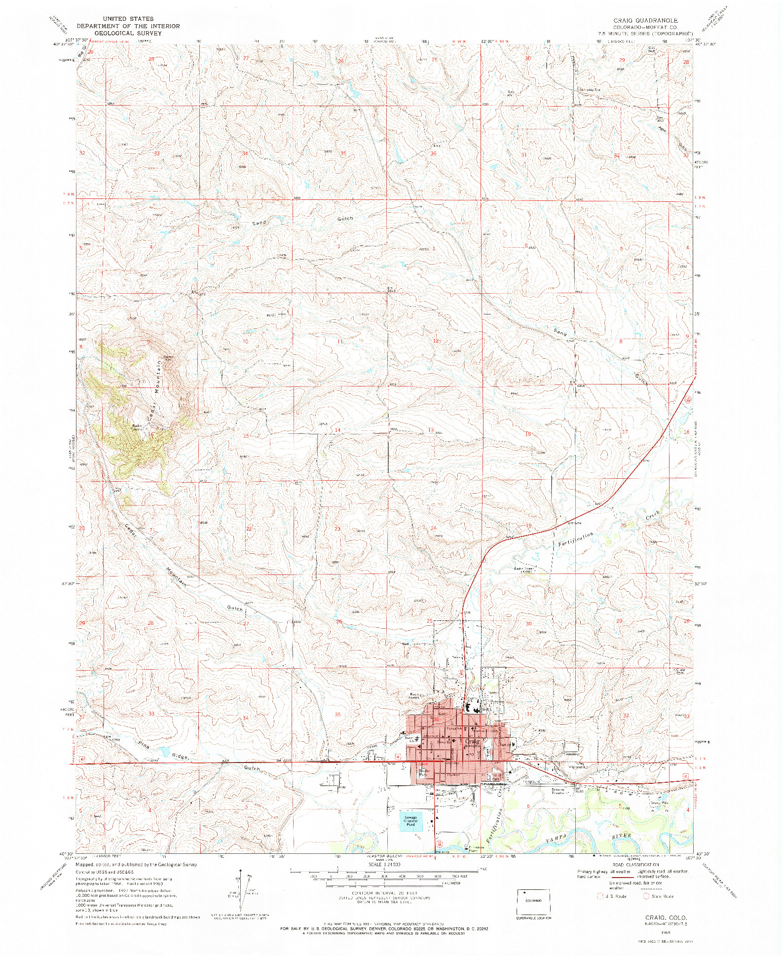 USGS 1:24000-SCALE QUADRANGLE FOR CRAIG, CO 1969