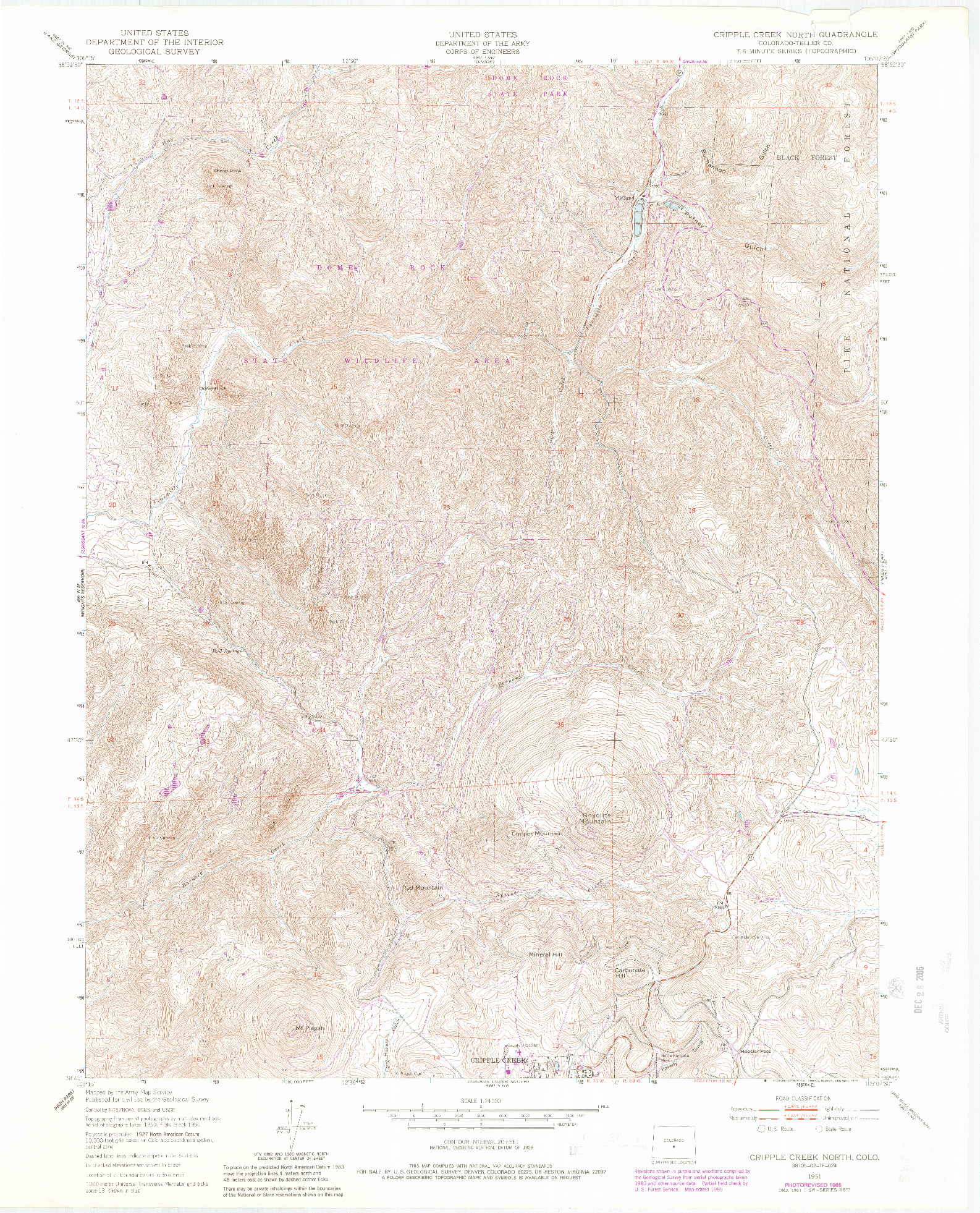 USGS 1:24000-SCALE QUADRANGLE FOR CRIPPLE CREEK NORTH, CO 1951