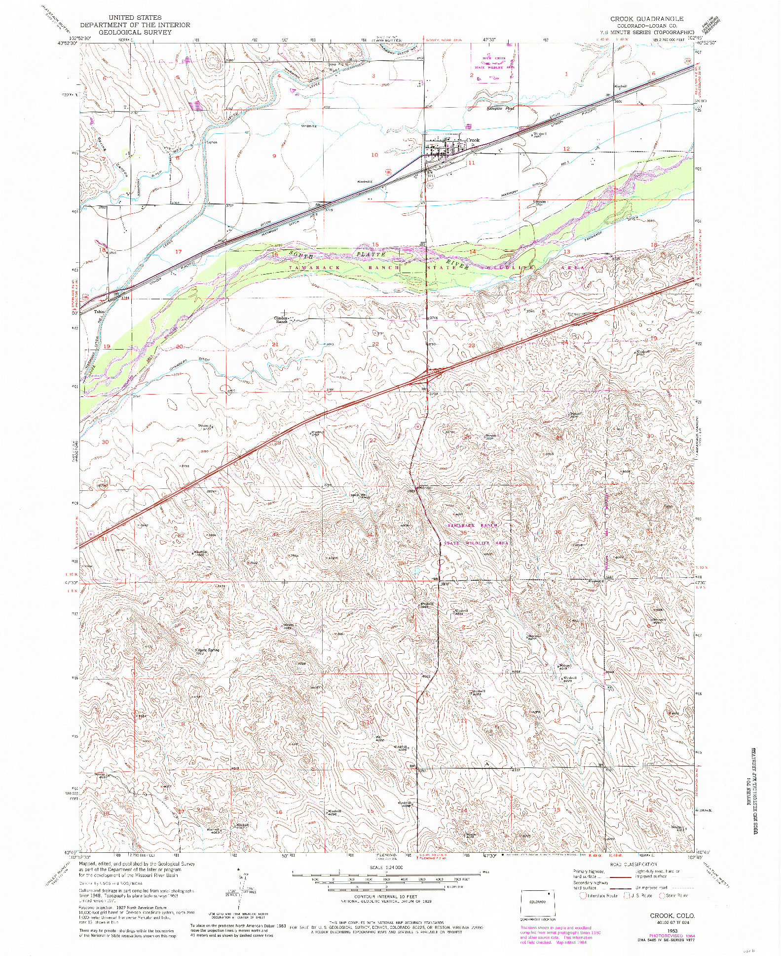 USGS 1:24000-SCALE QUADRANGLE FOR CROOK, CO 1953