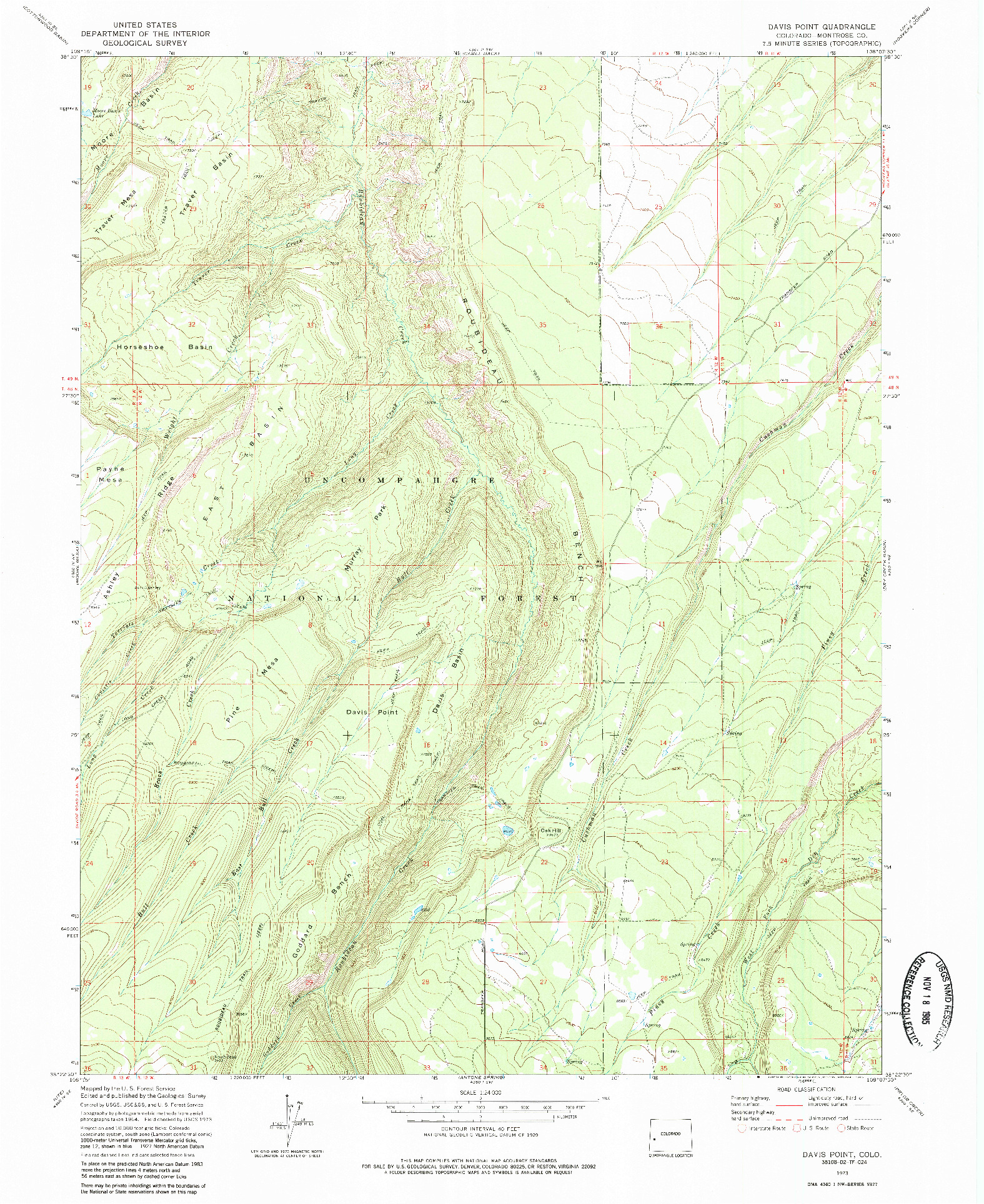 USGS 1:24000-SCALE QUADRANGLE FOR DAVIS POINT, CO 1973