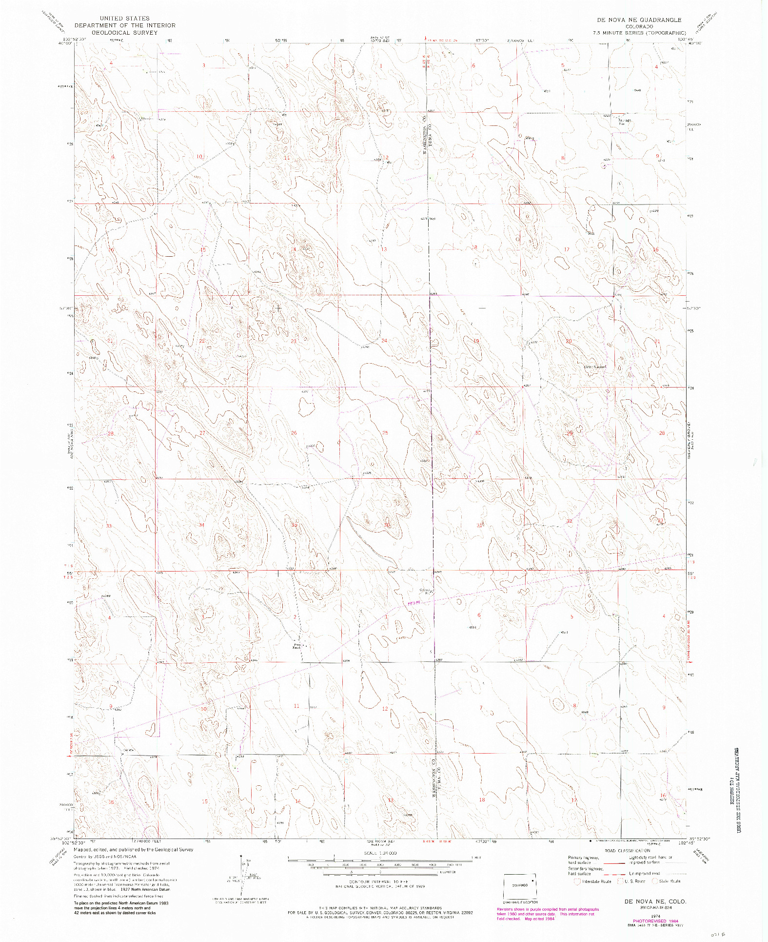 USGS 1:24000-SCALE QUADRANGLE FOR DE NOVA NE, CO 1974