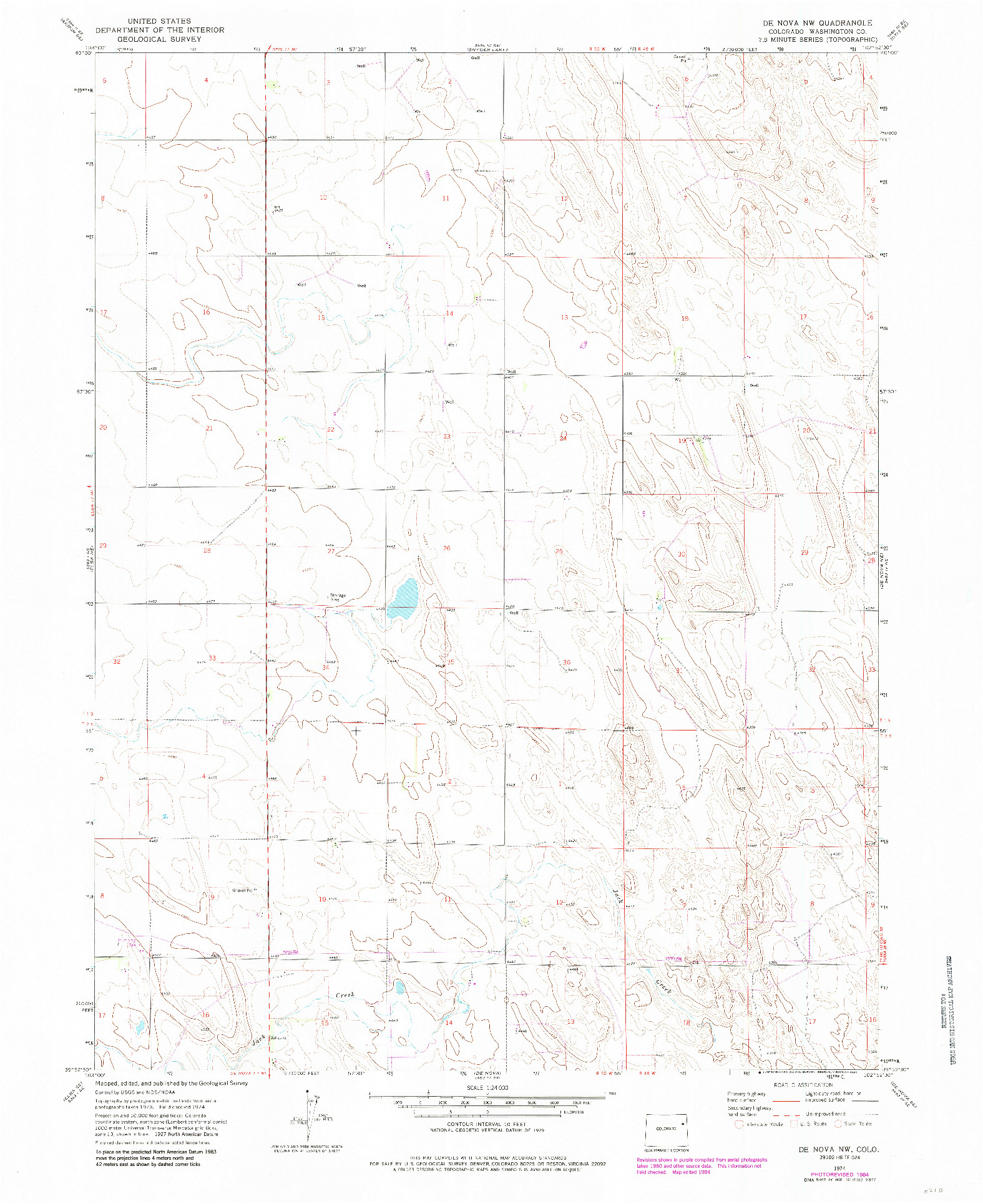 USGS 1:24000-SCALE QUADRANGLE FOR DE NOVA NW, CO 1974