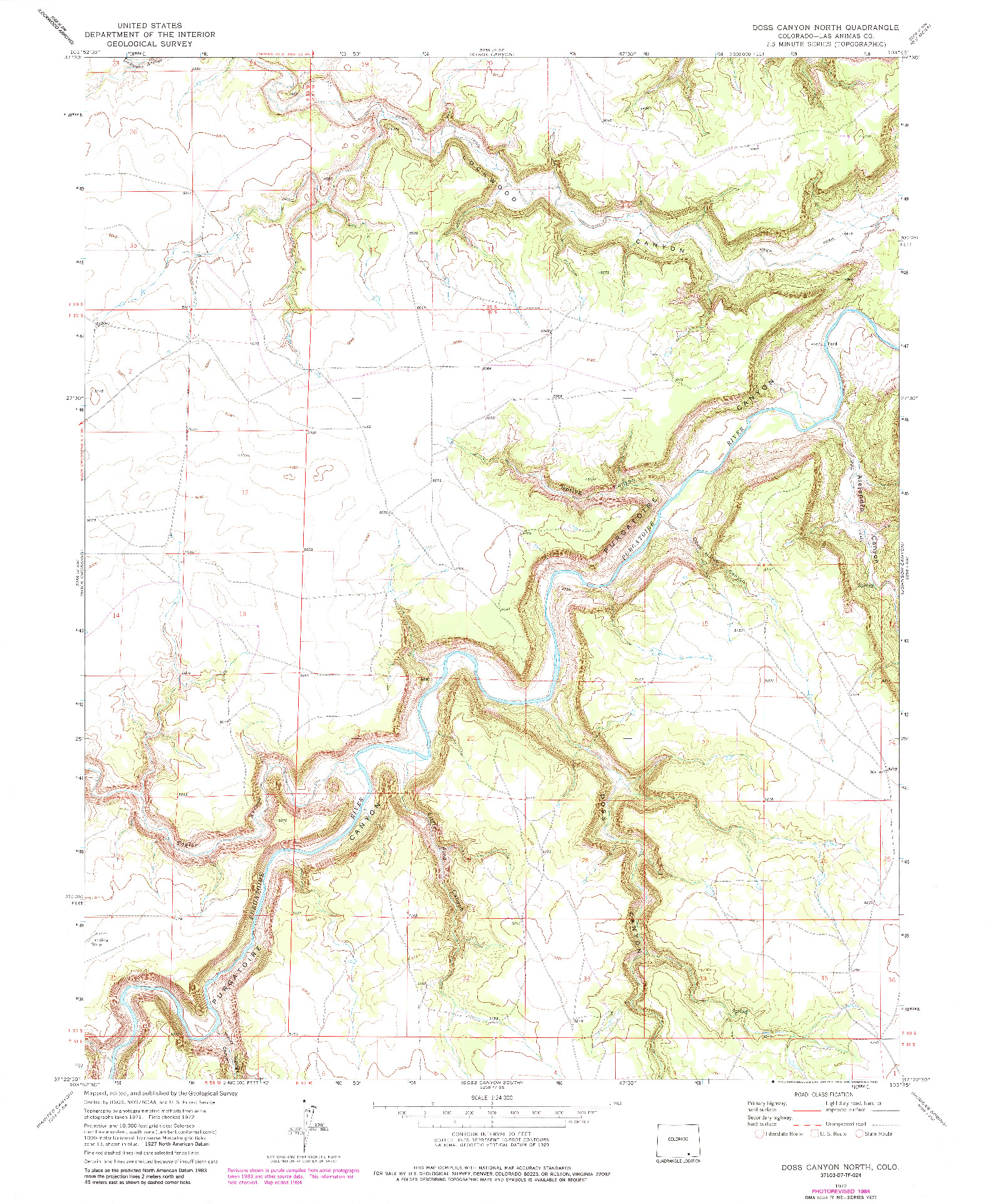 USGS 1:24000-SCALE QUADRANGLE FOR DOSS CANYON NORTH, CO 1972