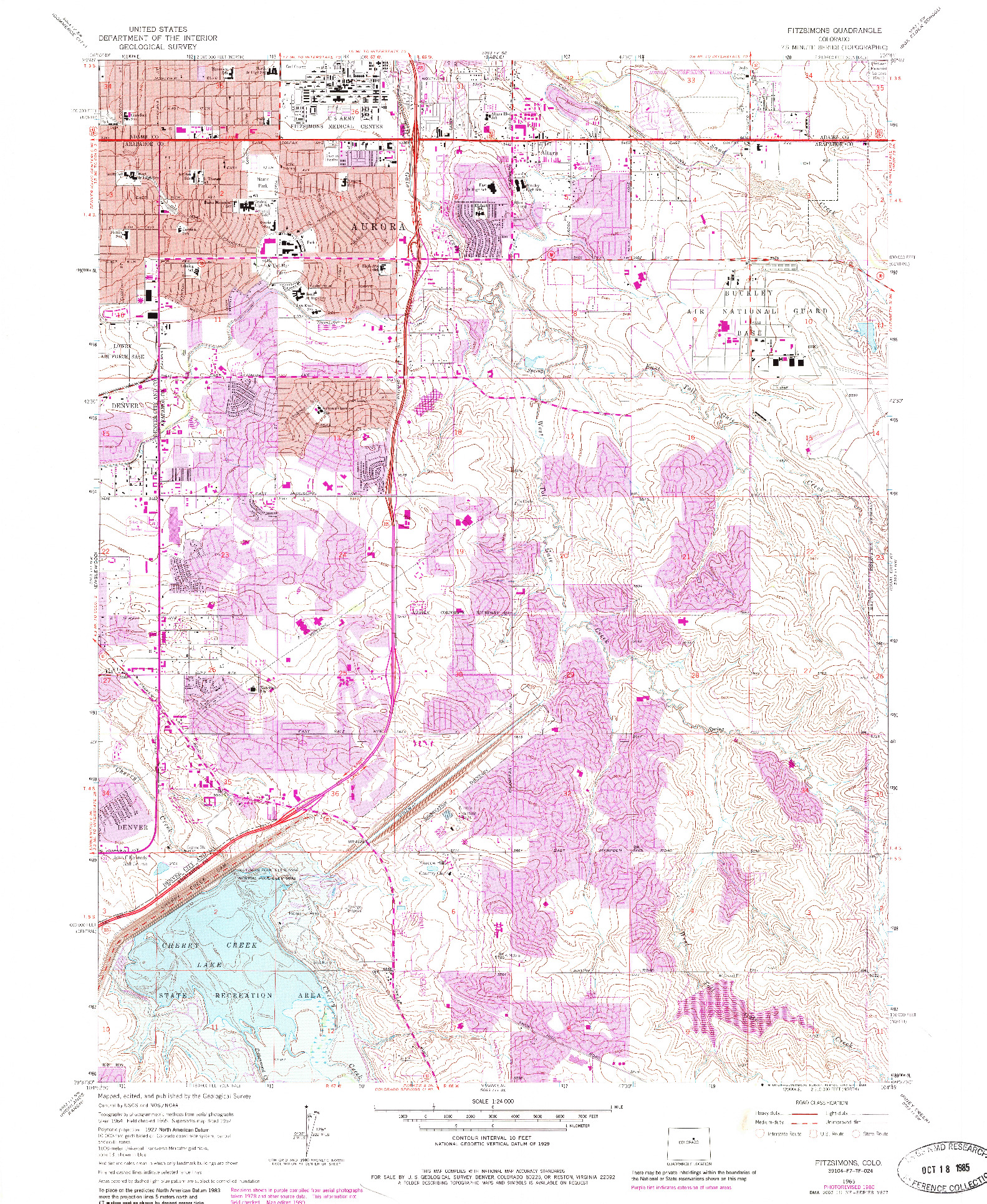 USGS 1:24000-SCALE QUADRANGLE FOR FITZSIMONS, CO 1965