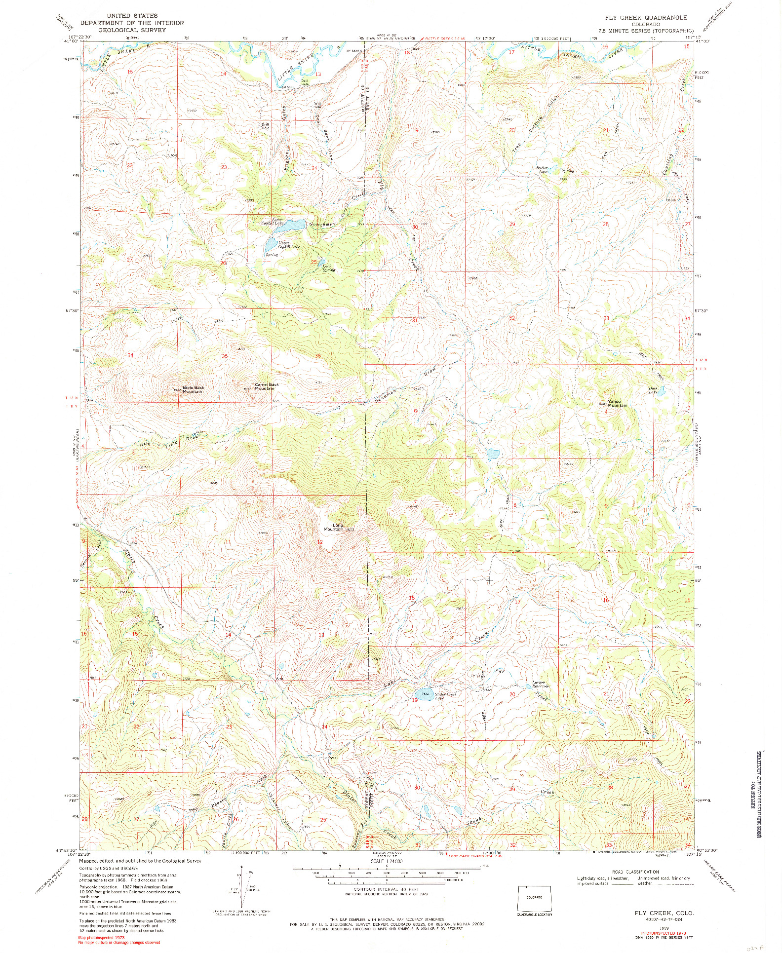 USGS 1:24000-SCALE QUADRANGLE FOR FLY CREEK, CO 1969