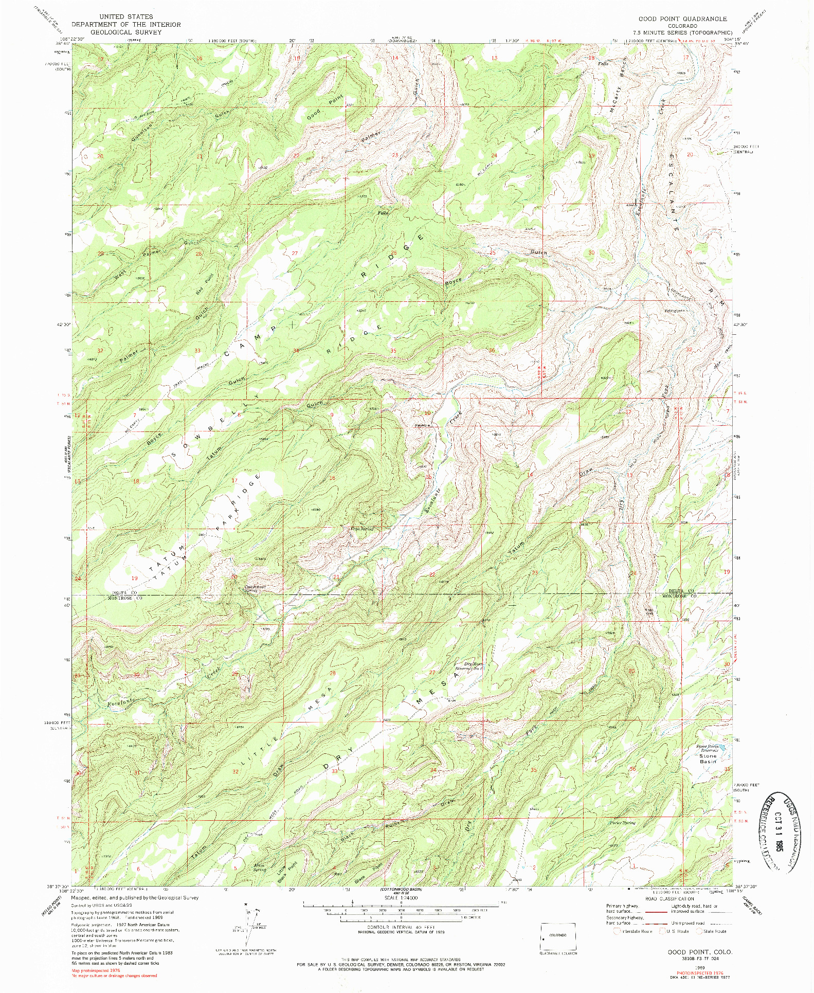 USGS 1:24000-SCALE QUADRANGLE FOR GOOD POINT, CO 1969