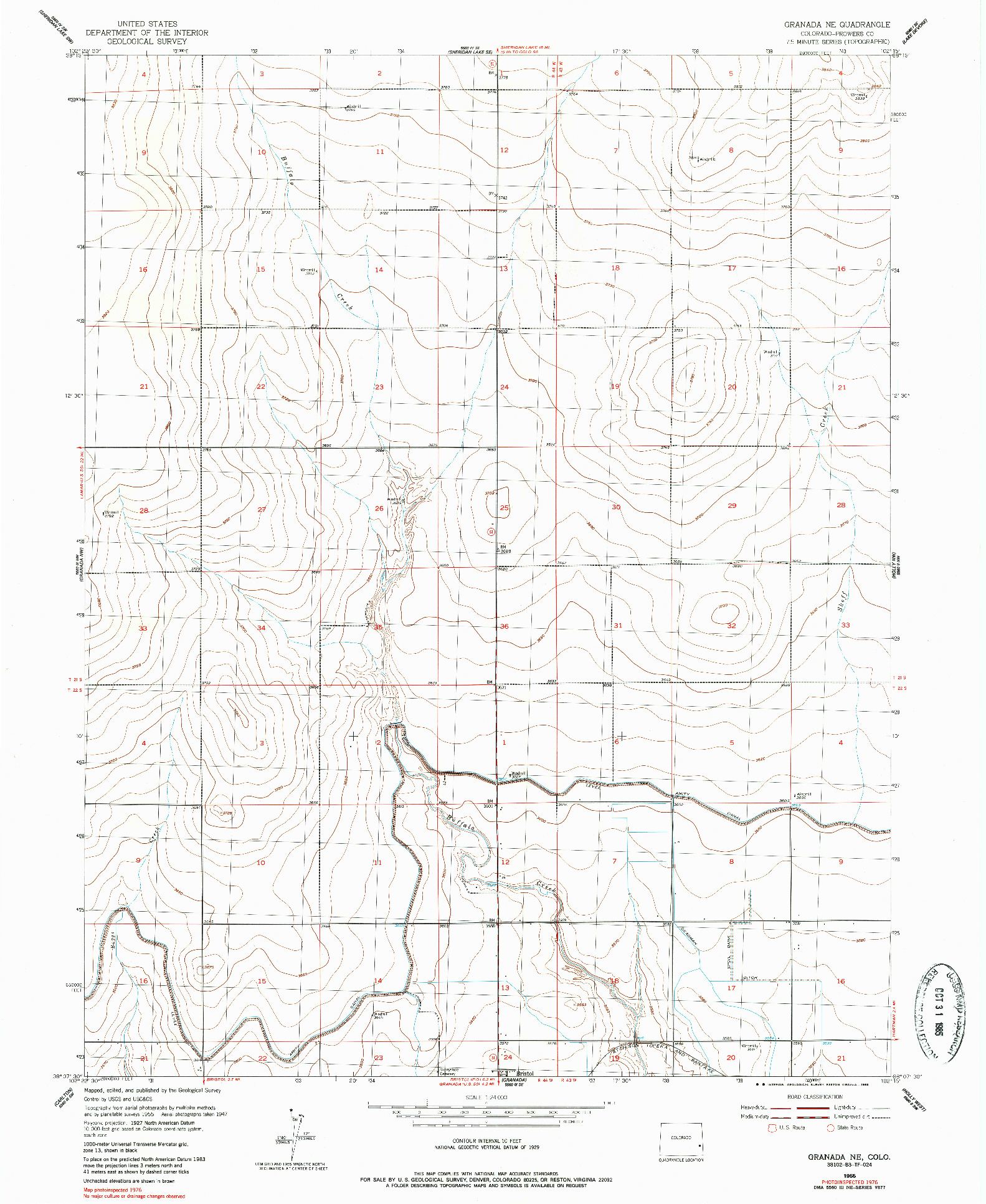 USGS 1:24000-SCALE QUADRANGLE FOR GRANADA NE, CO 1955