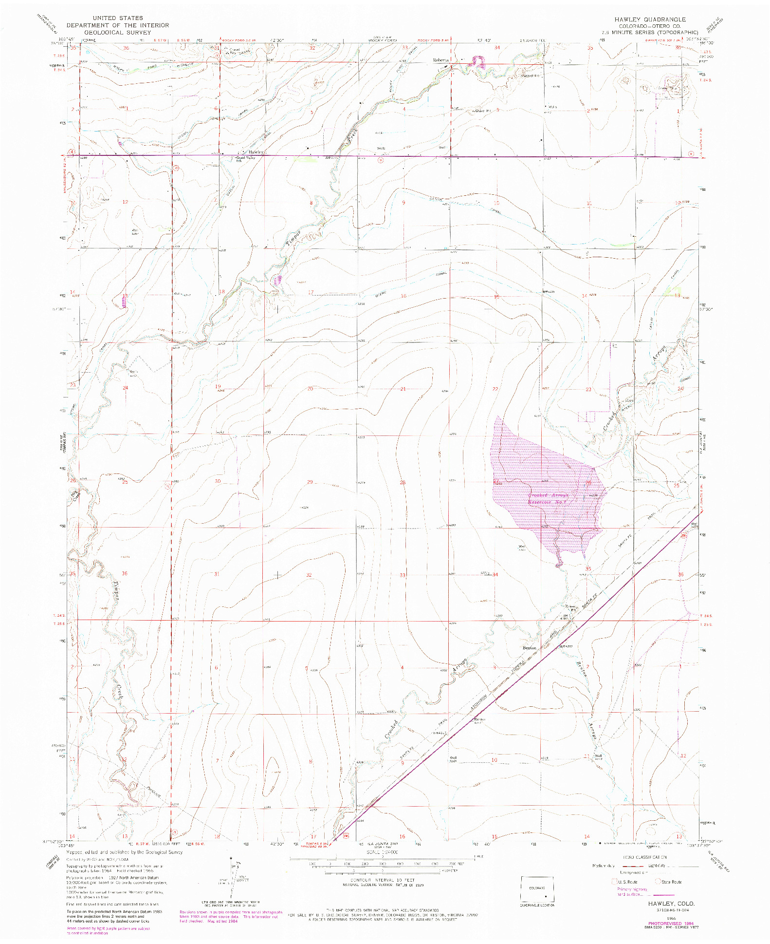 USGS 1:24000-SCALE QUADRANGLE FOR HAWLEY, CO 1966