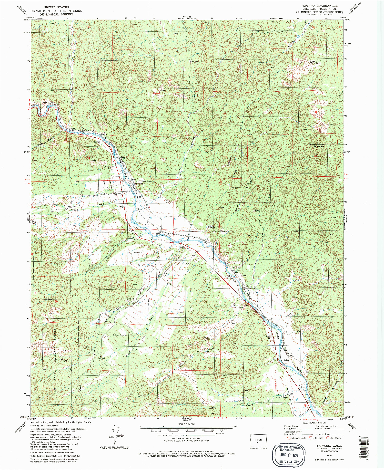 USGS 1:24000-SCALE QUADRANGLE FOR HOWARD, CO 1981