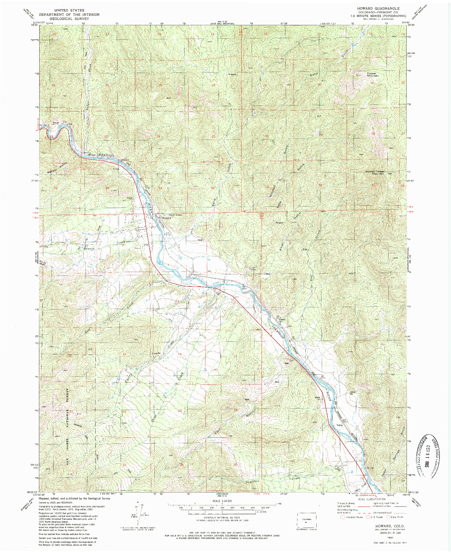 USGS 1:24000-SCALE QUADRANGLE FOR HOWARD, CO 1981