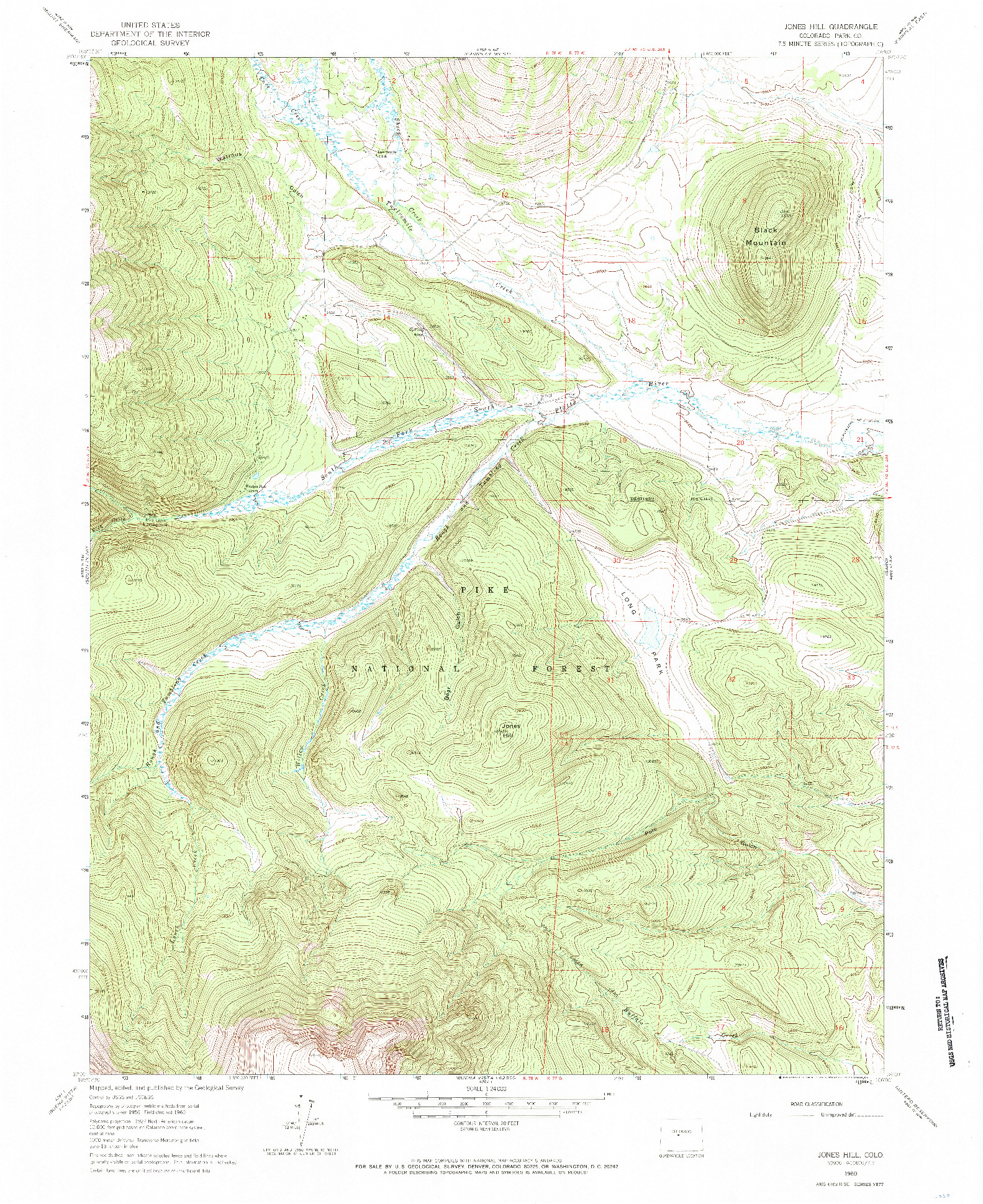 USGS 1:24000-SCALE QUADRANGLE FOR JONES HILL, CO 1960