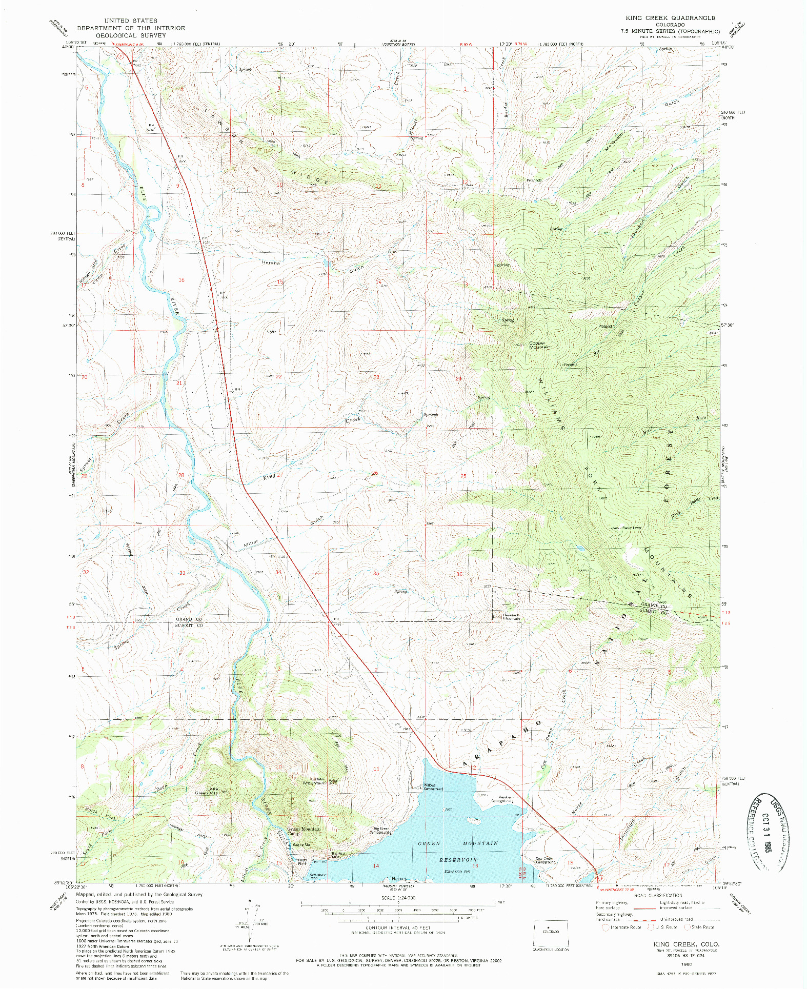 USGS 1:24000-SCALE QUADRANGLE FOR KING CREEK, CO 1980