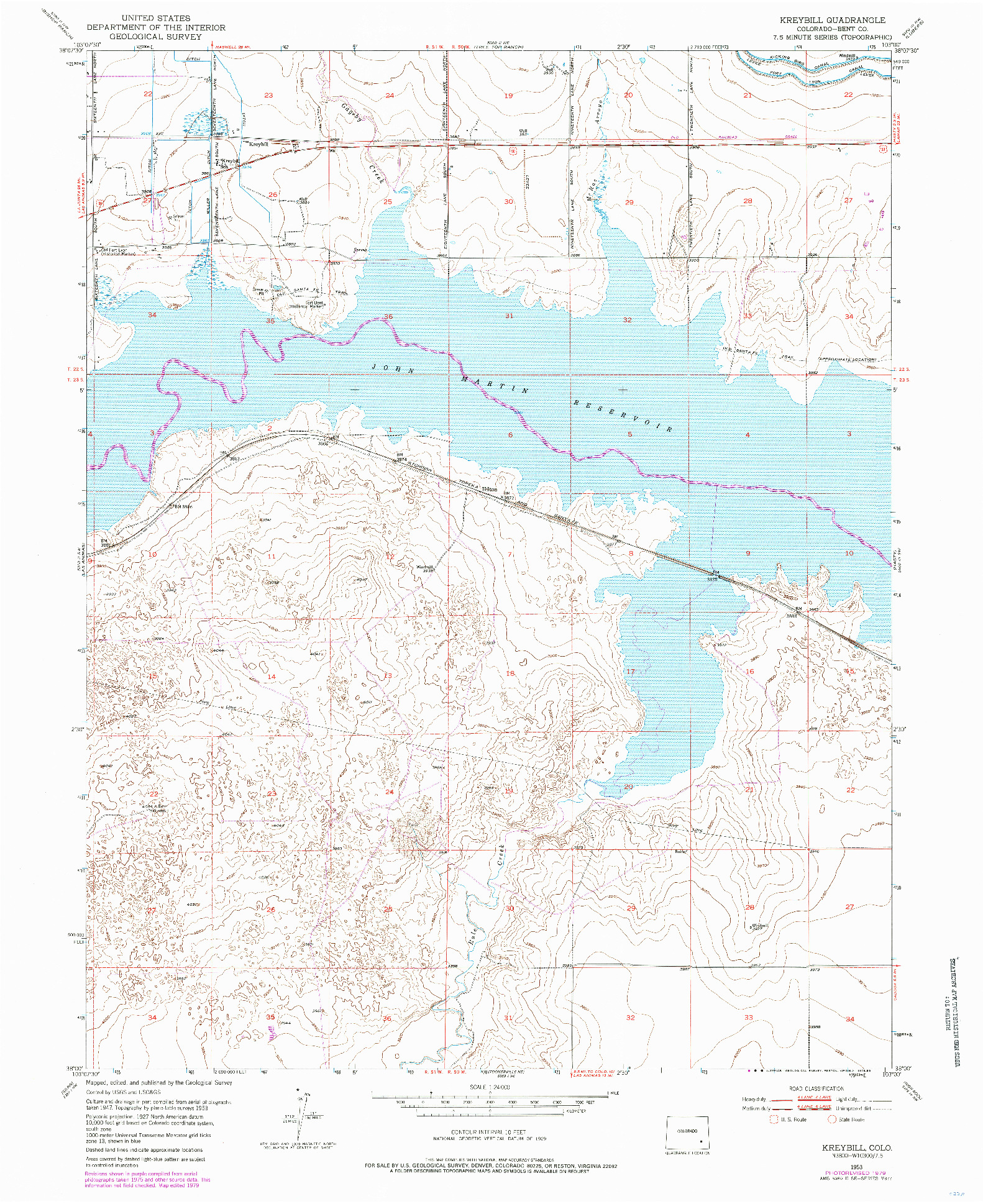 USGS 1:24000-SCALE QUADRANGLE FOR KREYBILL, CO 1953