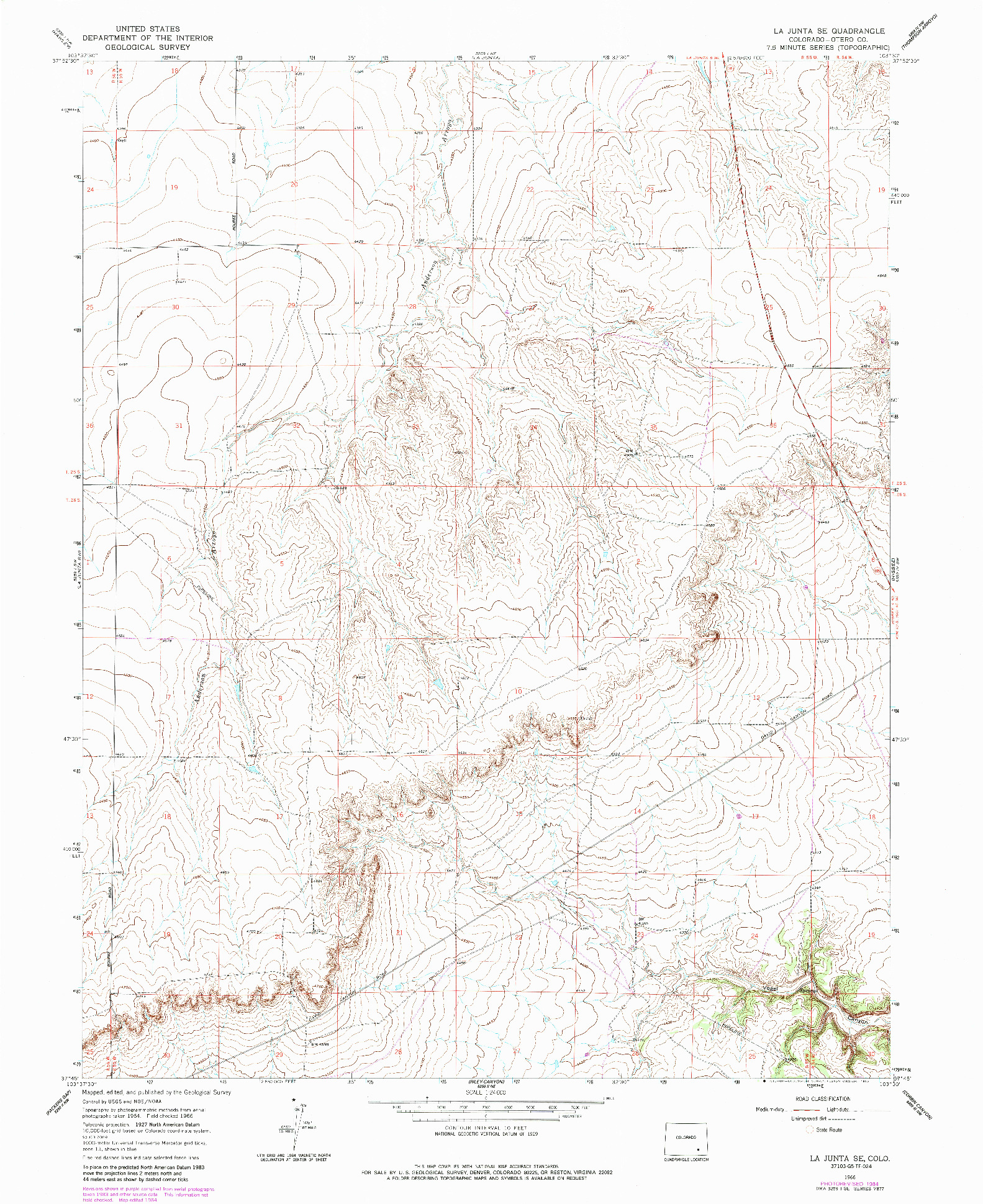 USGS 1:24000-SCALE QUADRANGLE FOR LA JUNTA SE, CO 1966