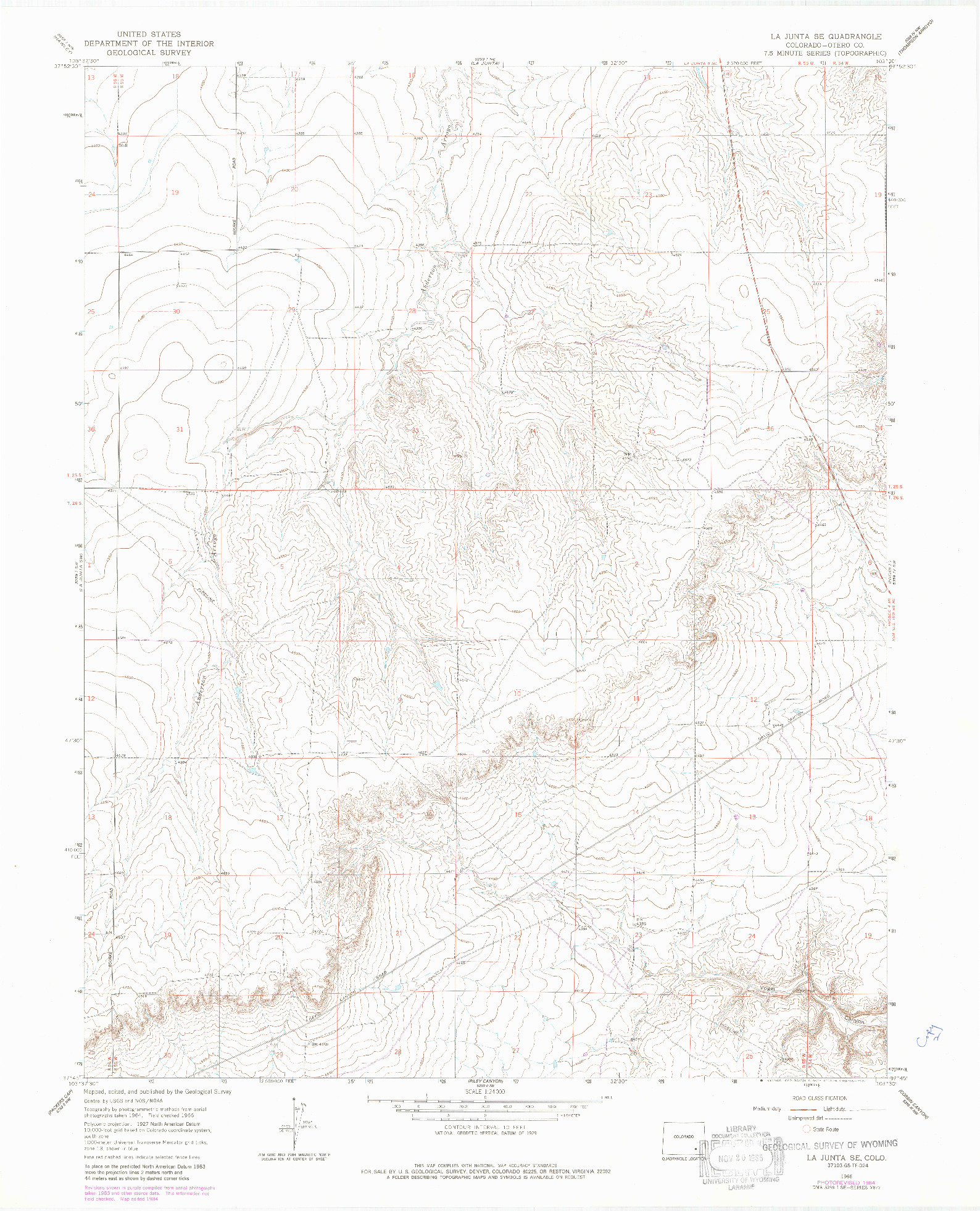 USGS 1:24000-SCALE QUADRANGLE FOR LA JUNTA SE, CO 1966