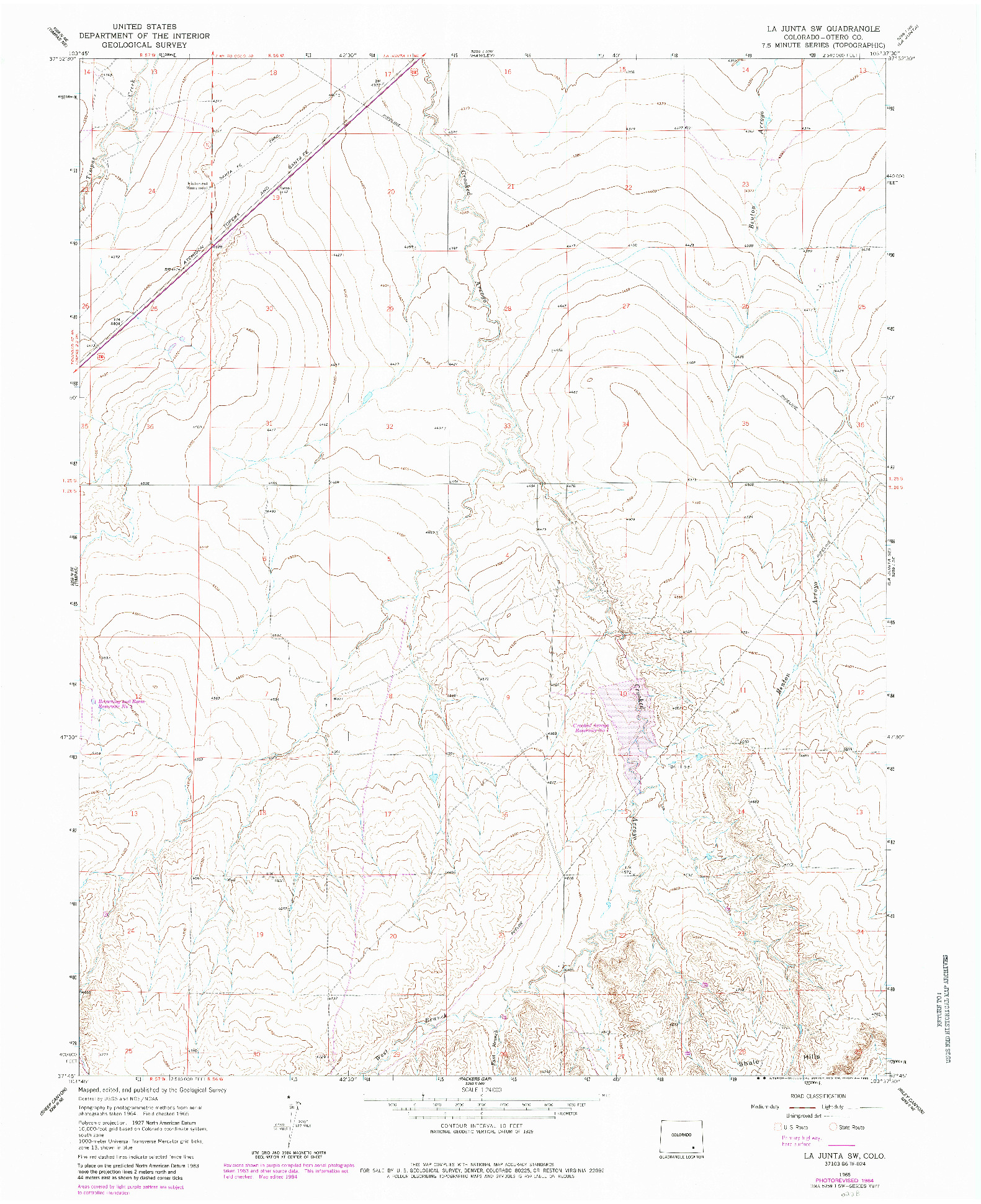 USGS 1:24000-SCALE QUADRANGLE FOR LA JUNTA SW, CO 1965