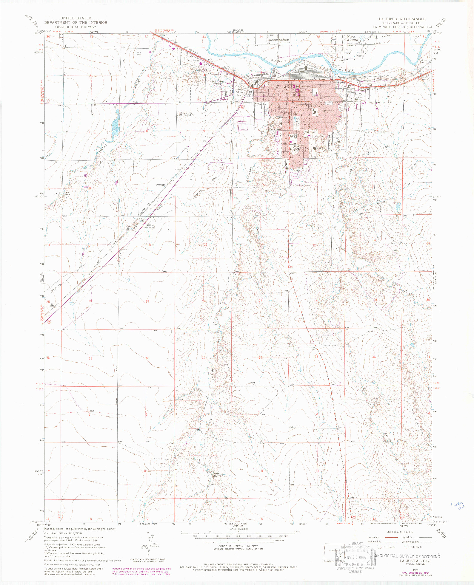 USGS 1:24000-SCALE QUADRANGLE FOR LA JUNTA, CO 1966