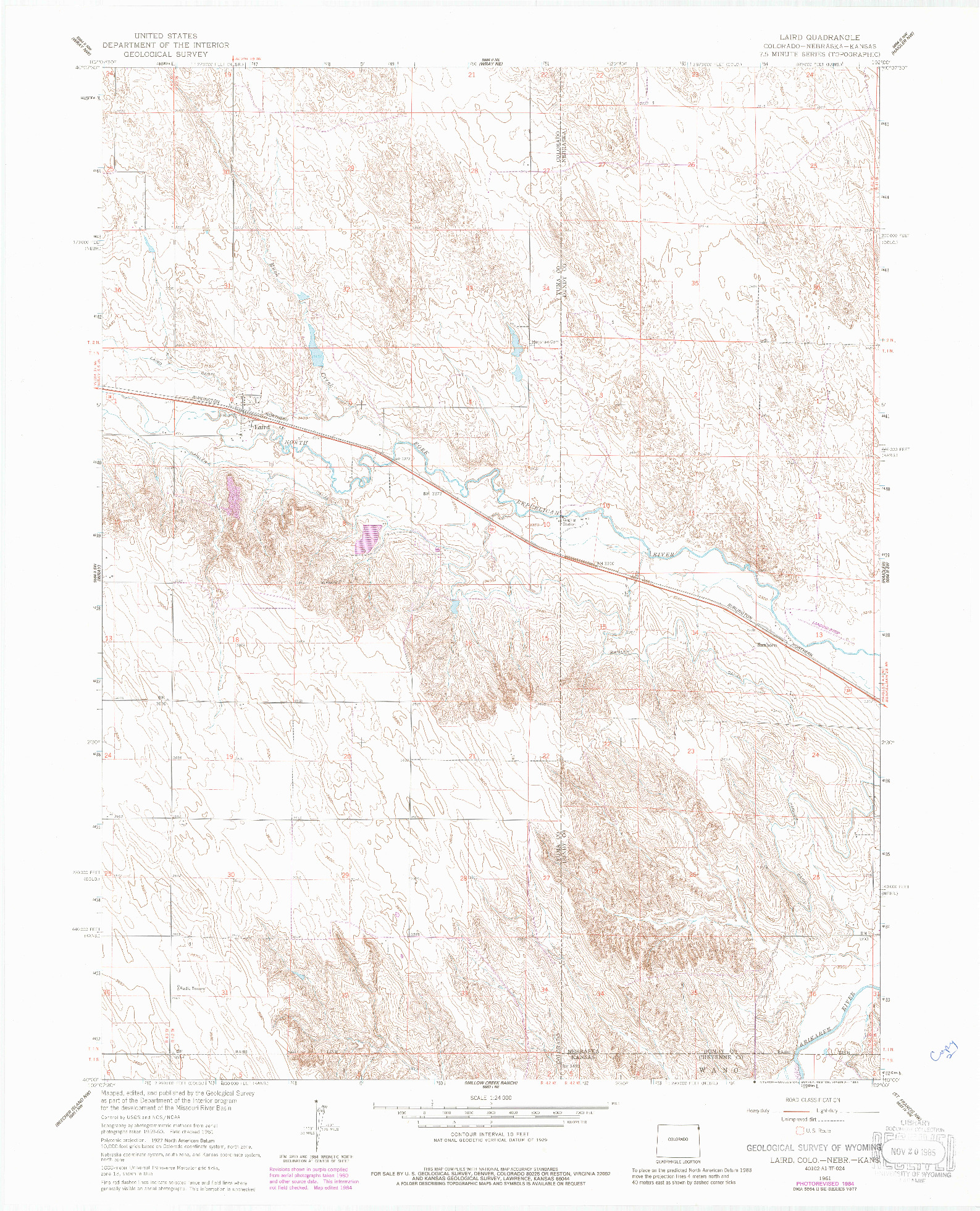 USGS 1:24000-SCALE QUADRANGLE FOR LAIRD, CO 1961