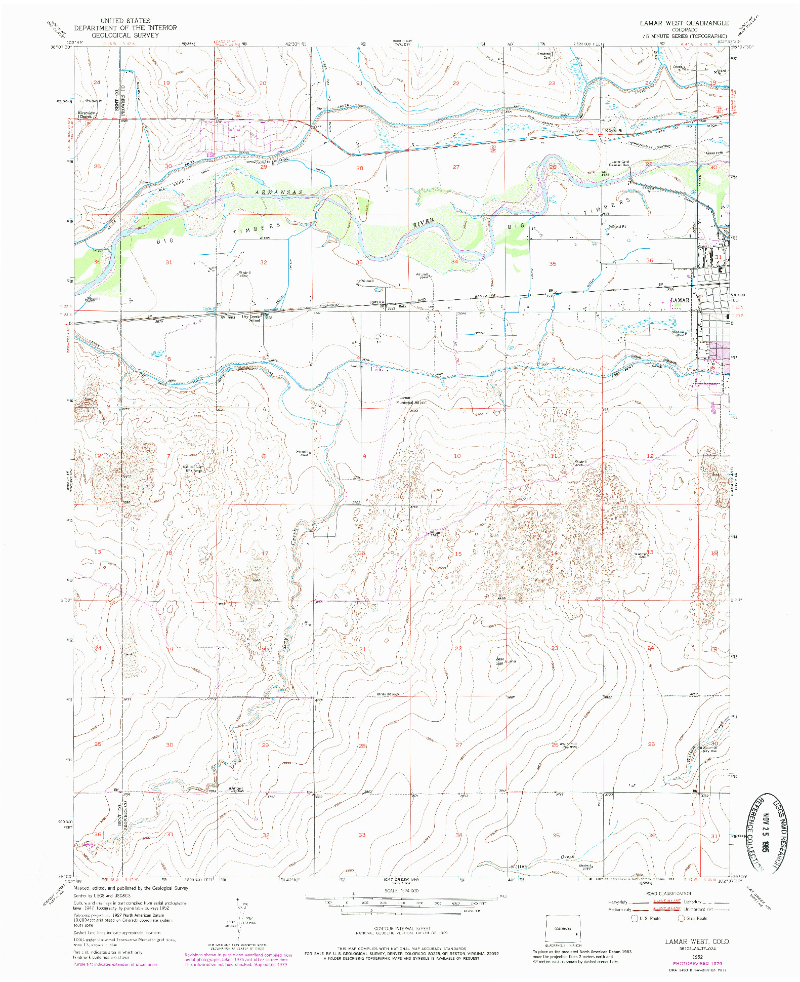 USGS 1:24000-SCALE QUADRANGLE FOR LAMAR WEST, CO 1952