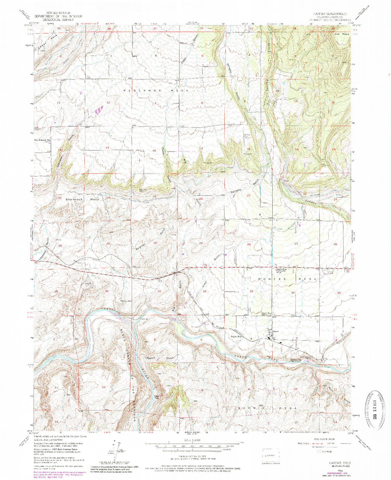 USGS 1:24000-SCALE QUADRANGLE FOR LAZEAR, CO 1955