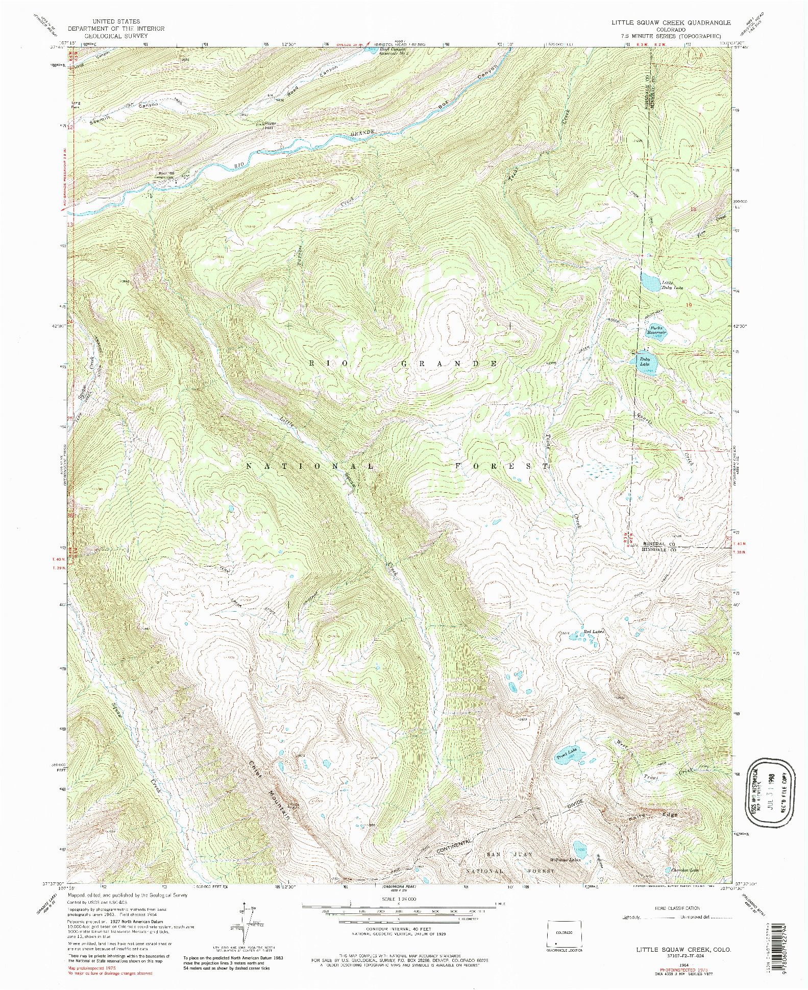 USGS 1:24000-SCALE QUADRANGLE FOR LITTLE SQUAW CREEK, CO 1964