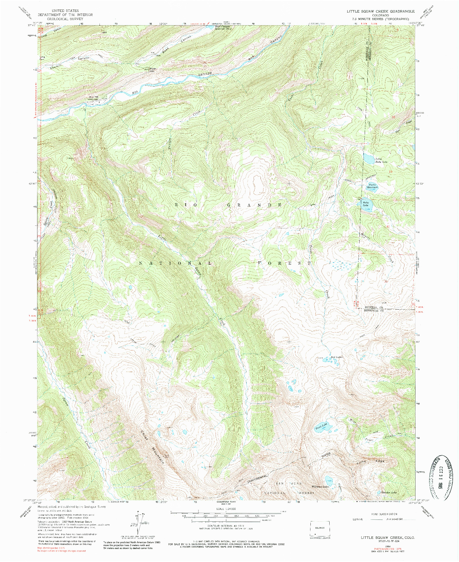 USGS 1:24000-SCALE QUADRANGLE FOR LITTLE SQUAW CREEK, CO 1964