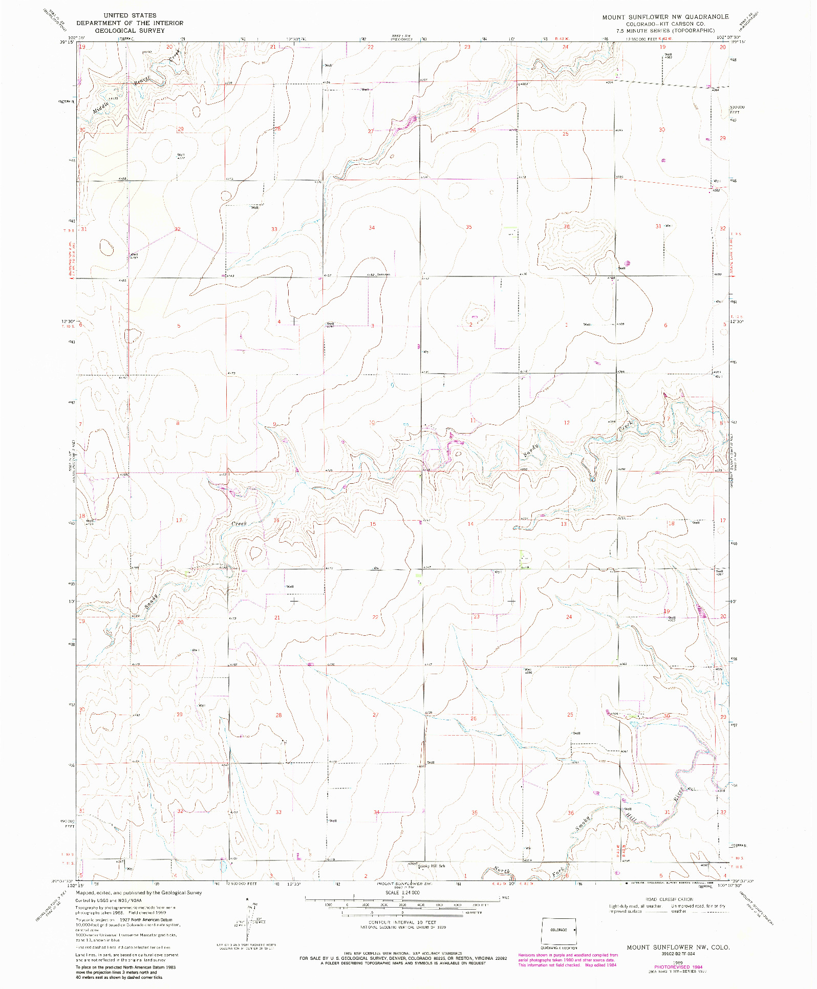 USGS 1:24000-SCALE QUADRANGLE FOR MOUNT SUNFLOWER NW, CO 1969
