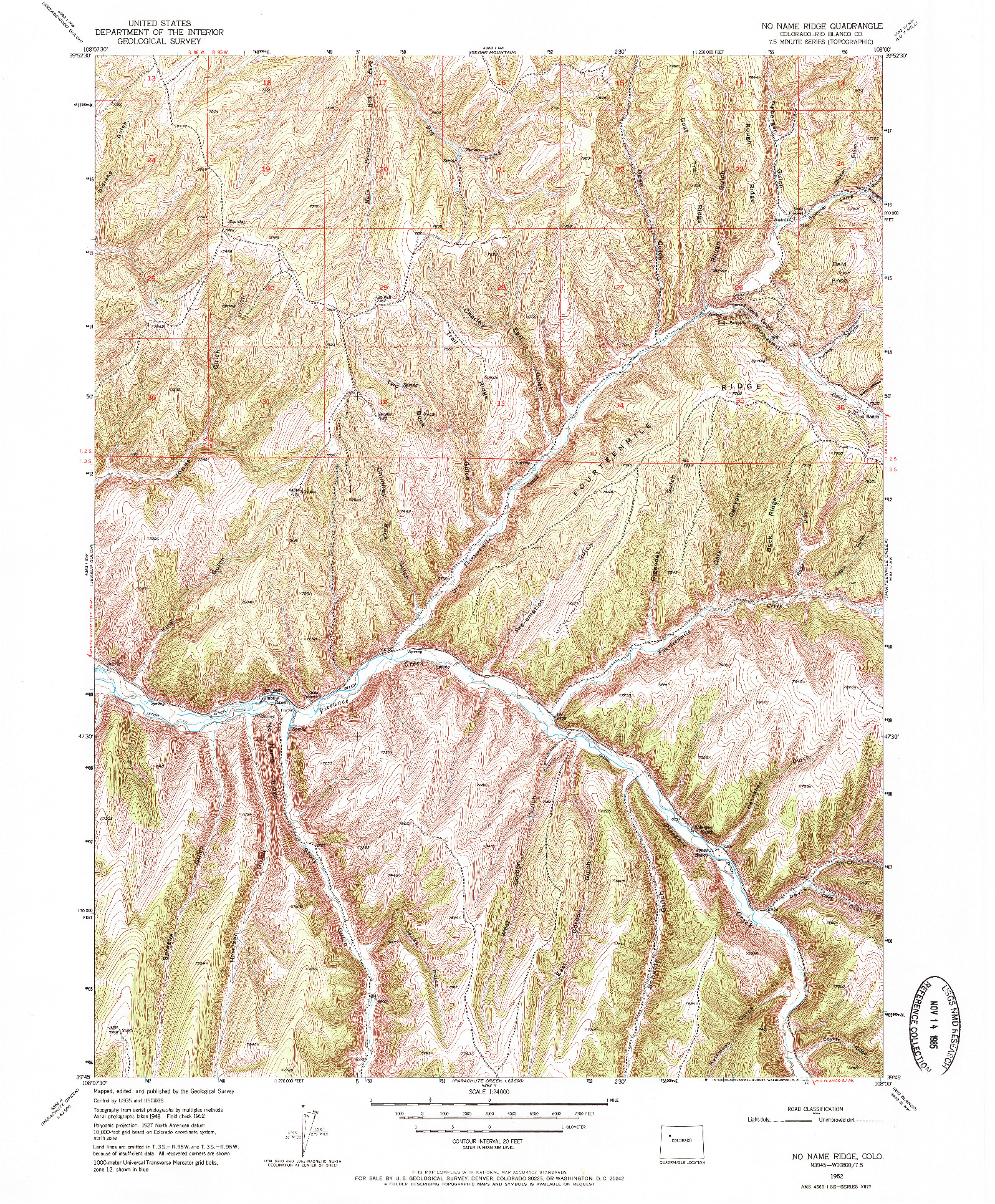 USGS 1:24000-SCALE QUADRANGLE FOR NO NAME RIDGE, CO 1952