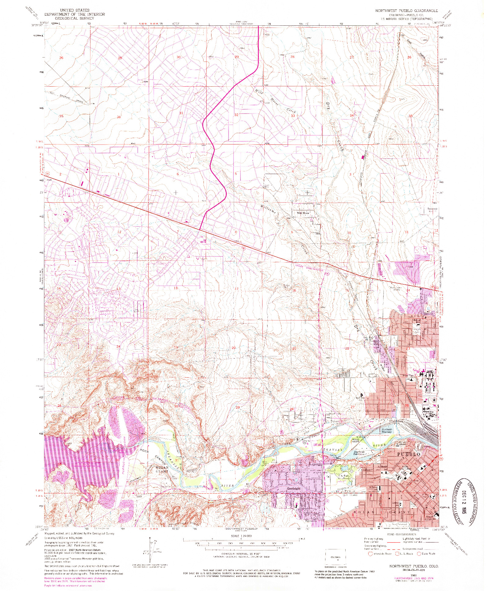 USGS 1:24000-SCALE QUADRANGLE FOR NORTHWEST PUEBLO, CO 1961