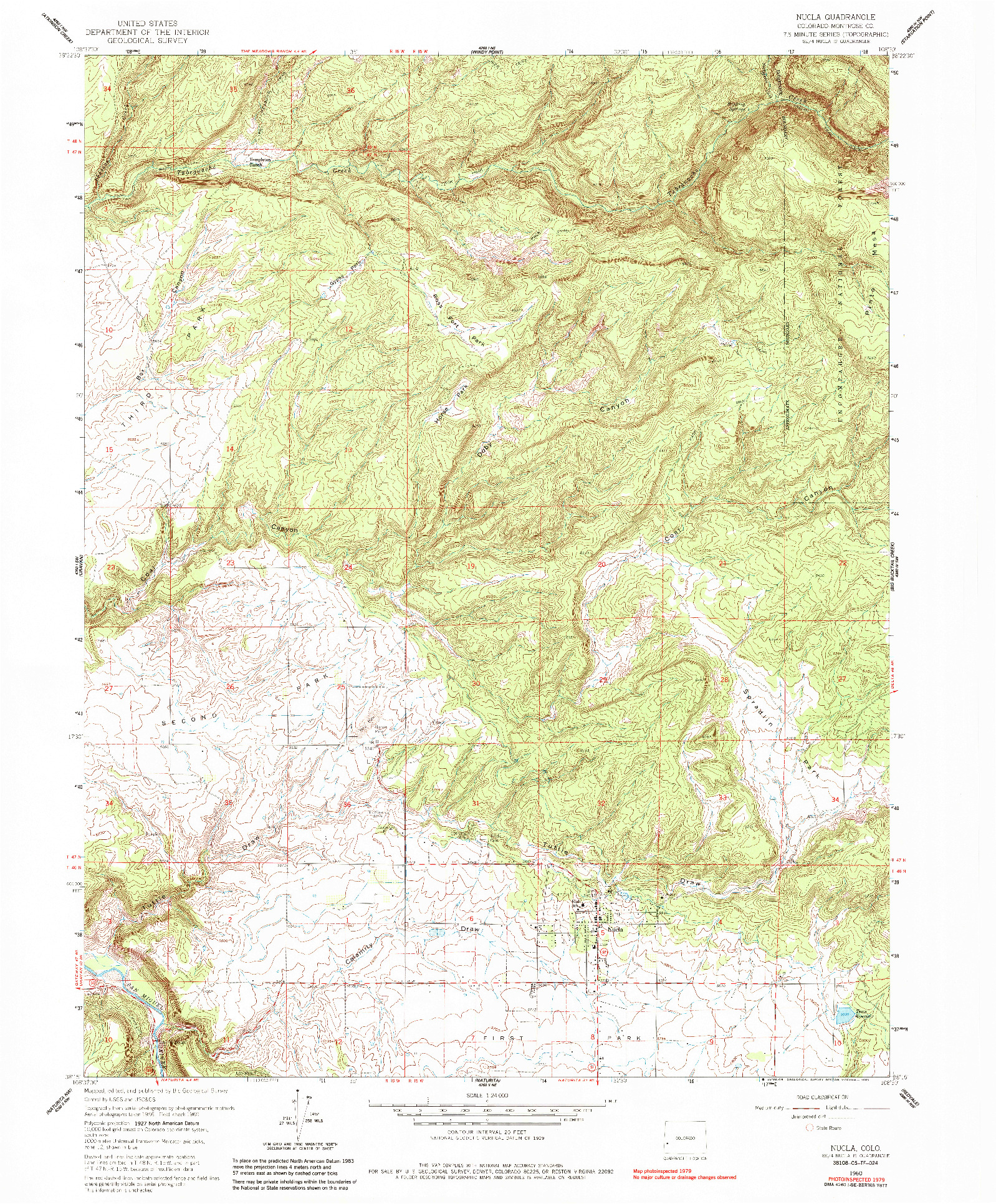 USGS 1:24000-SCALE QUADRANGLE FOR NUCLA, CO 1960