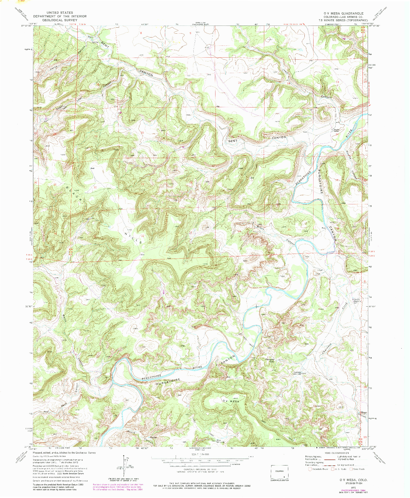 USGS 1:24000-SCALE QUADRANGLE FOR O V MESA, CO 1972