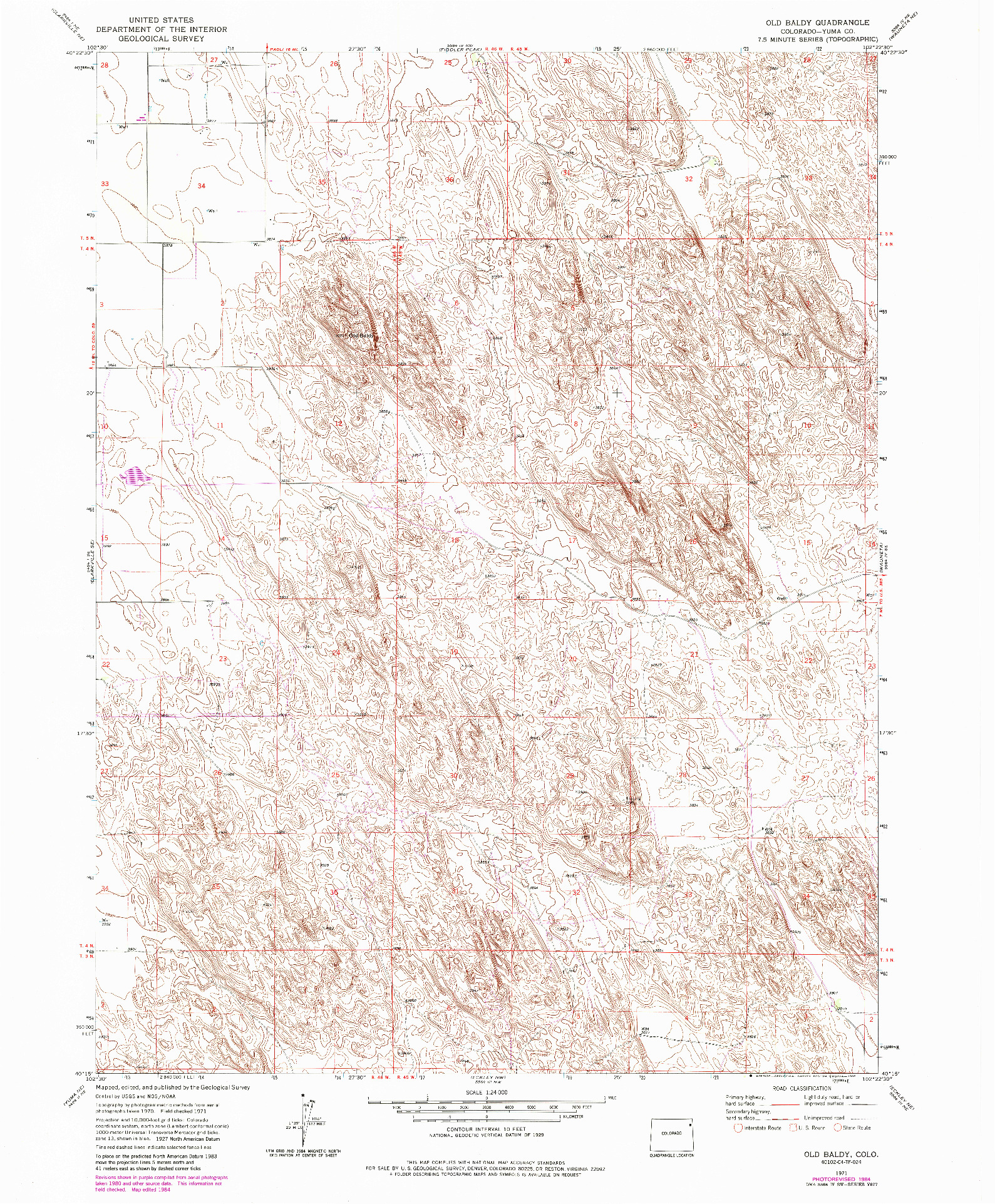 USGS 1:24000-SCALE QUADRANGLE FOR OLD BALDY, CO 1971