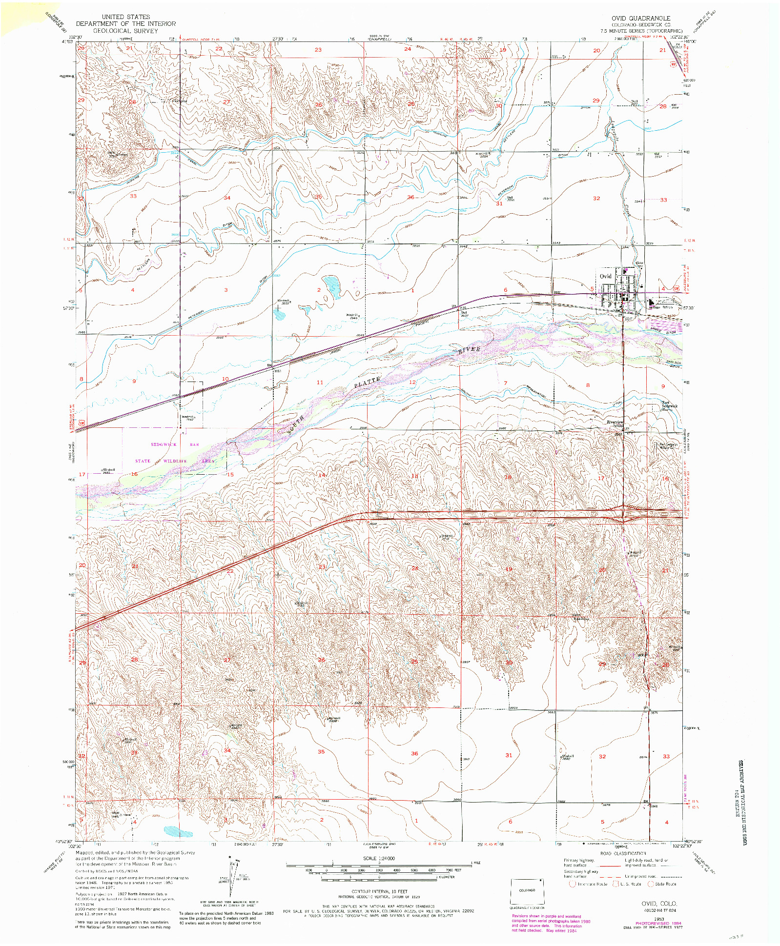 USGS 1:24000-SCALE QUADRANGLE FOR OVID, CO 1953