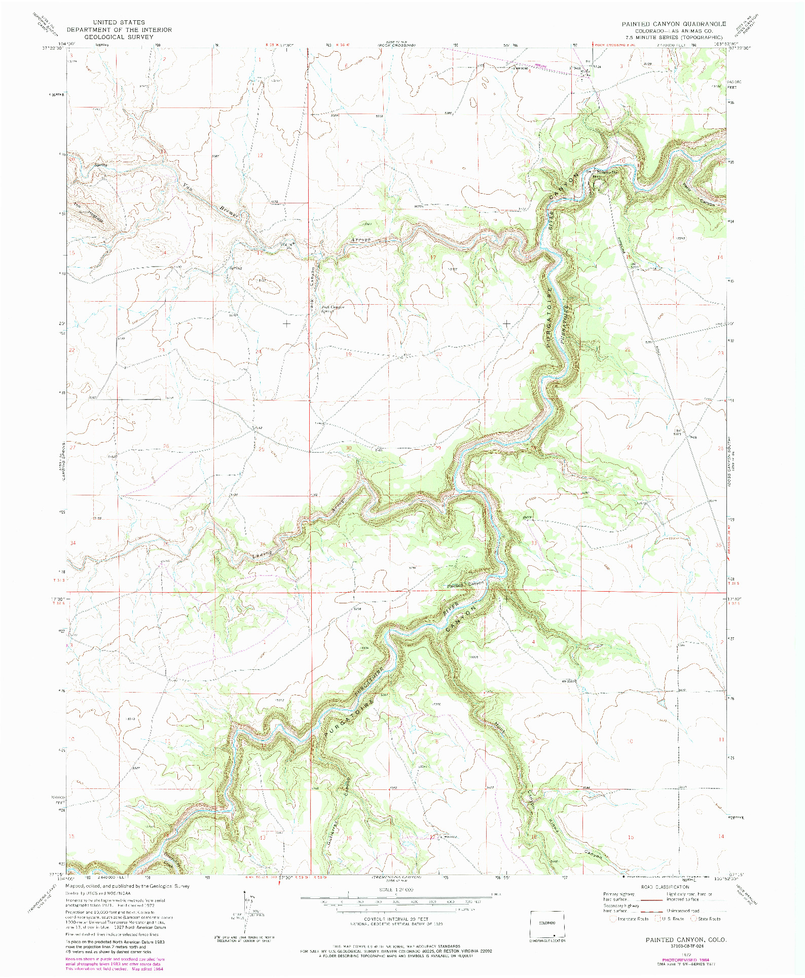 USGS 1:24000-SCALE QUADRANGLE FOR PAINTED CANYON, CO 1972