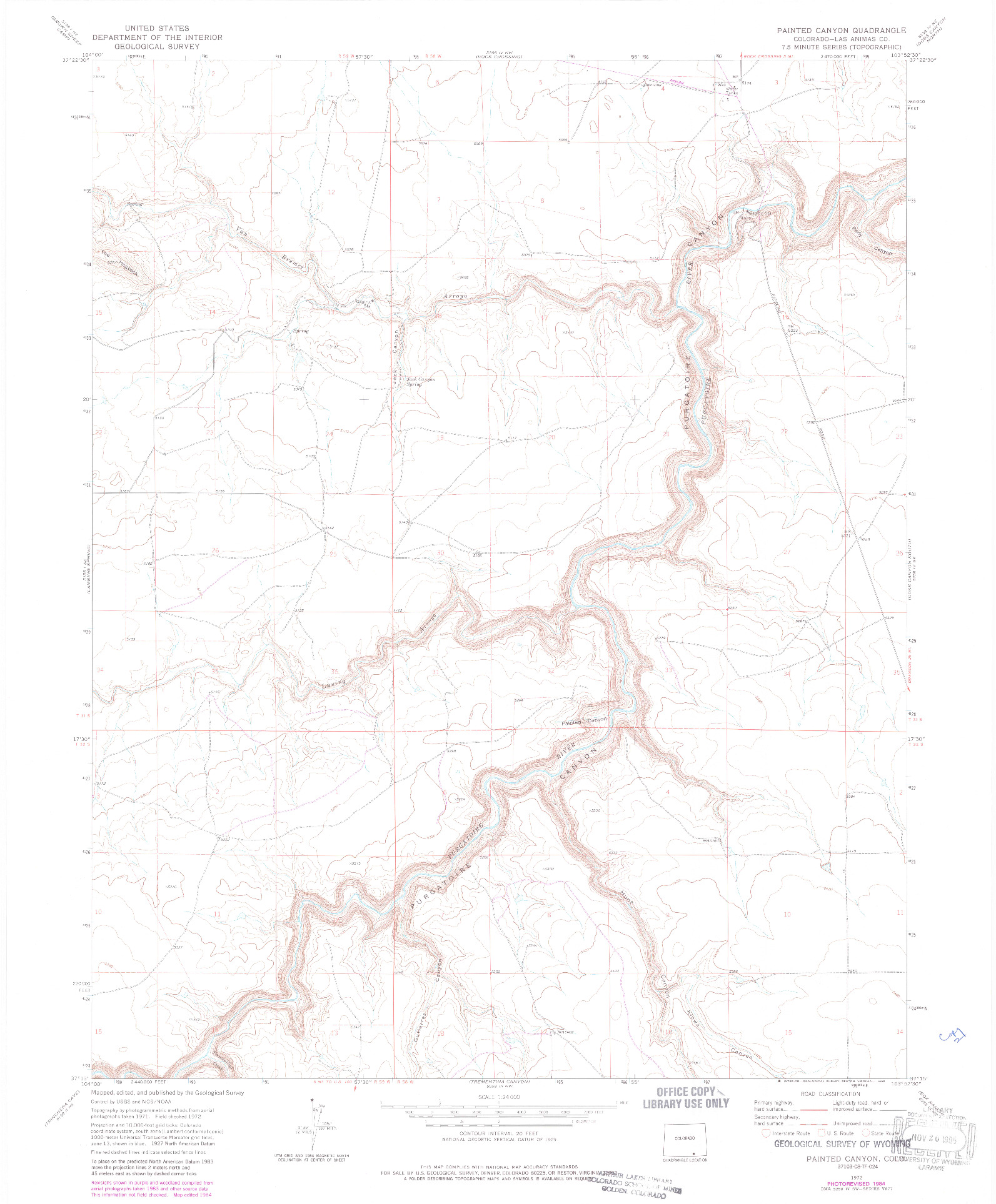 USGS 1:24000-SCALE QUADRANGLE FOR PAINTED CANYON, CO 1972