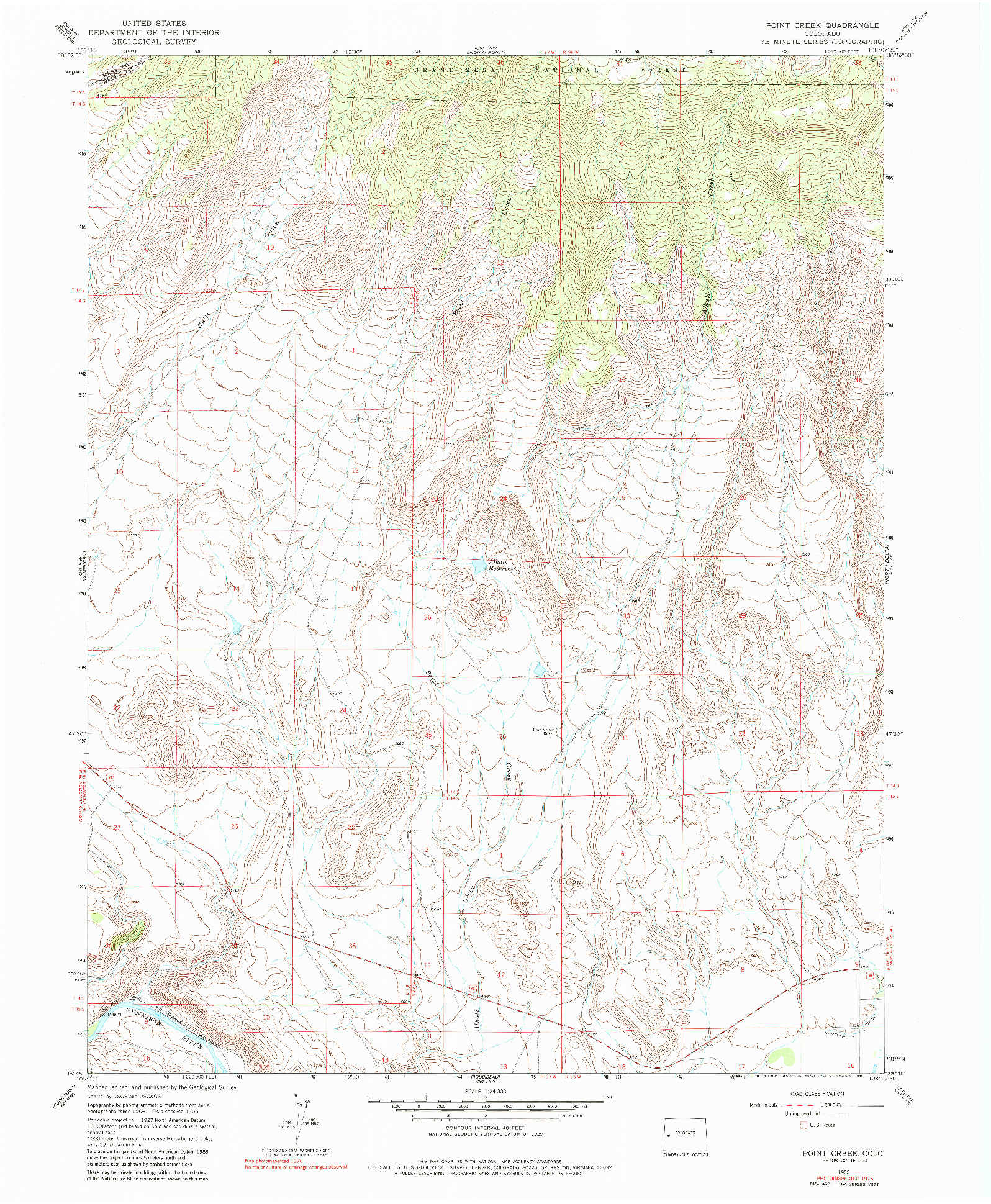 USGS 1:24000-SCALE QUADRANGLE FOR POINT CREEK, CO 1965