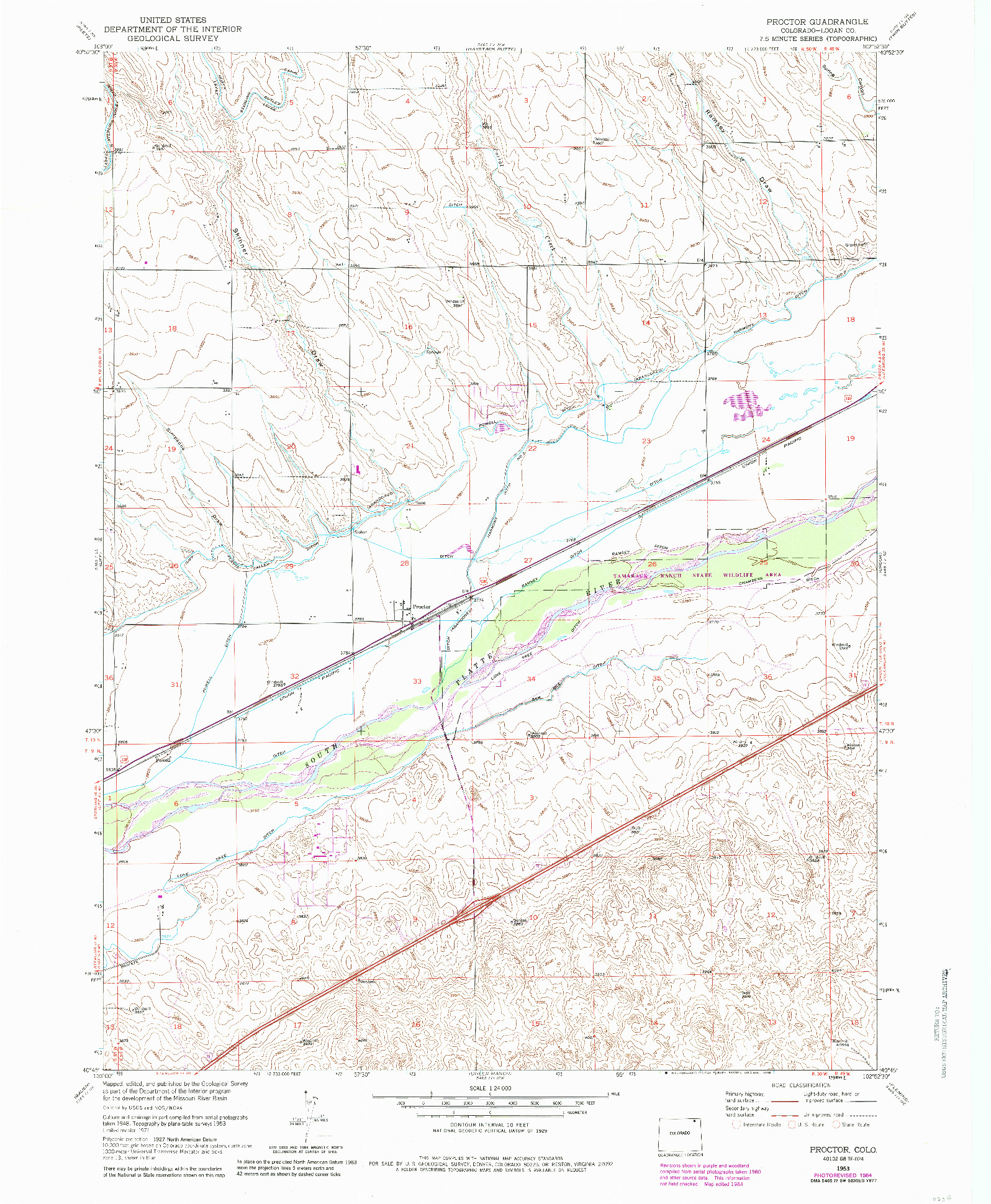 USGS 1:24000-SCALE QUADRANGLE FOR PROCTOR, CO 1953